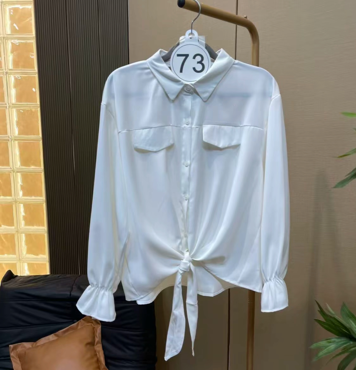 Women's button versatile slimming autumn long sleeved fashion embroidery white shirt niche