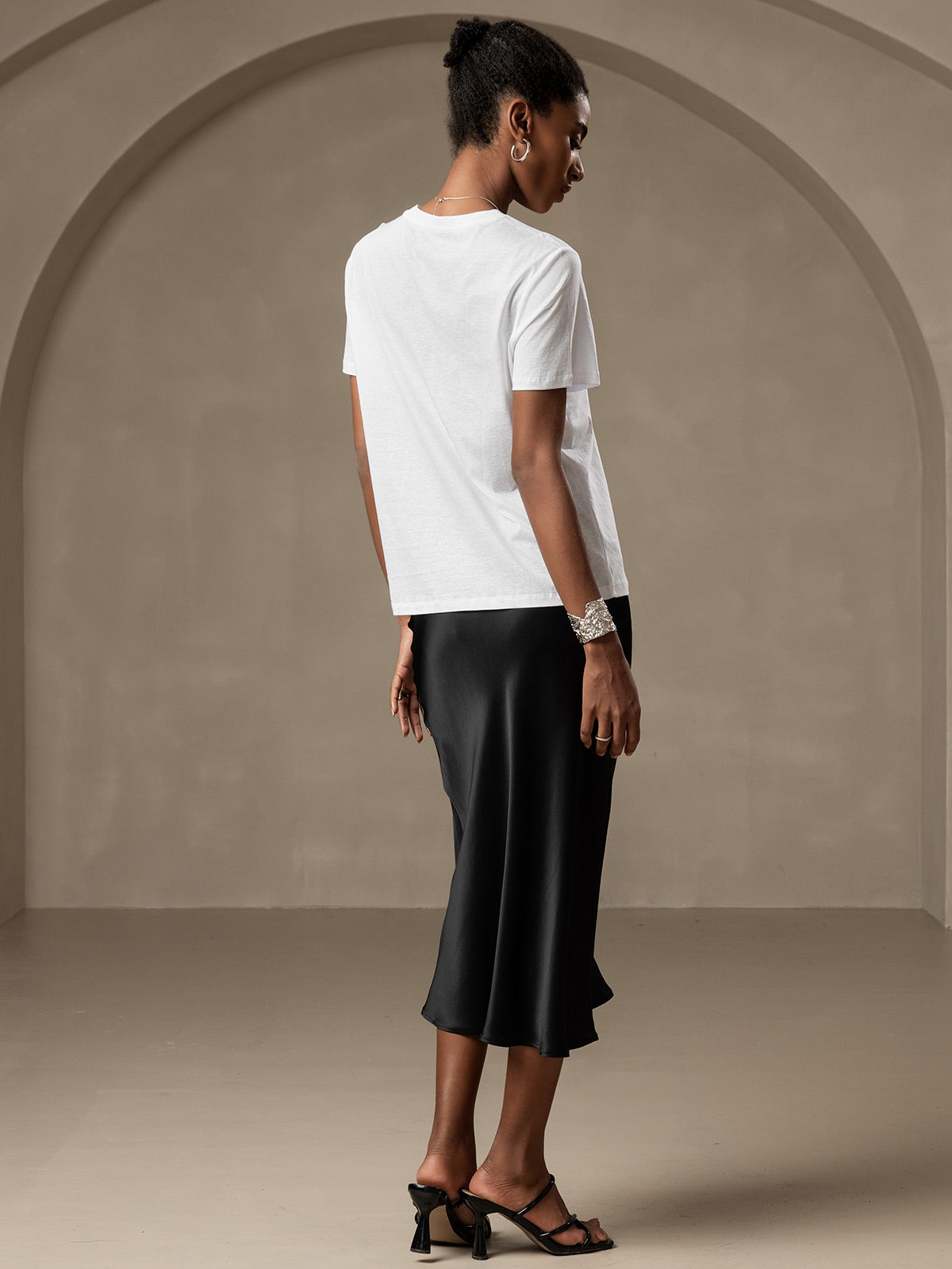 Soie Tricoté Col Rond T-shirt