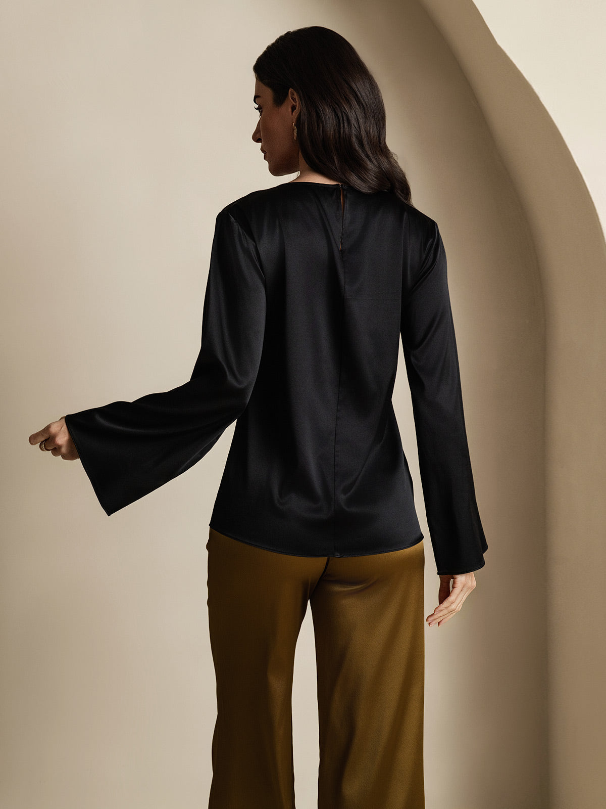 19Momme Soie Relax Longues Manches Blouse