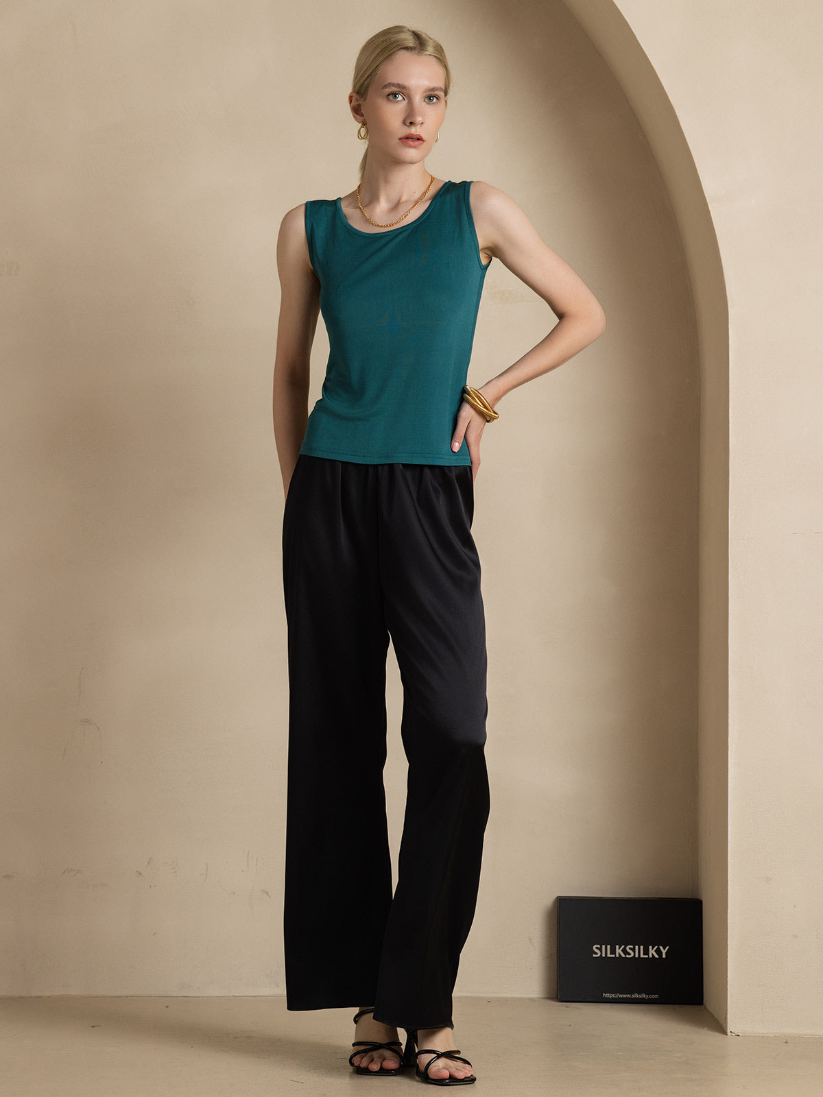 Pure Soie Lounge Col Rond Débardeur