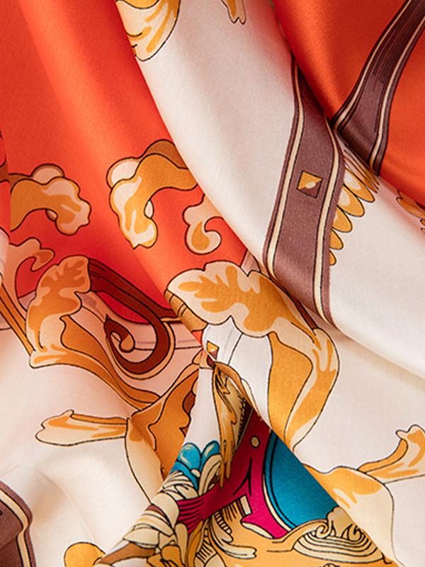 Foulard Carré en Soie Orange Harmonie 110