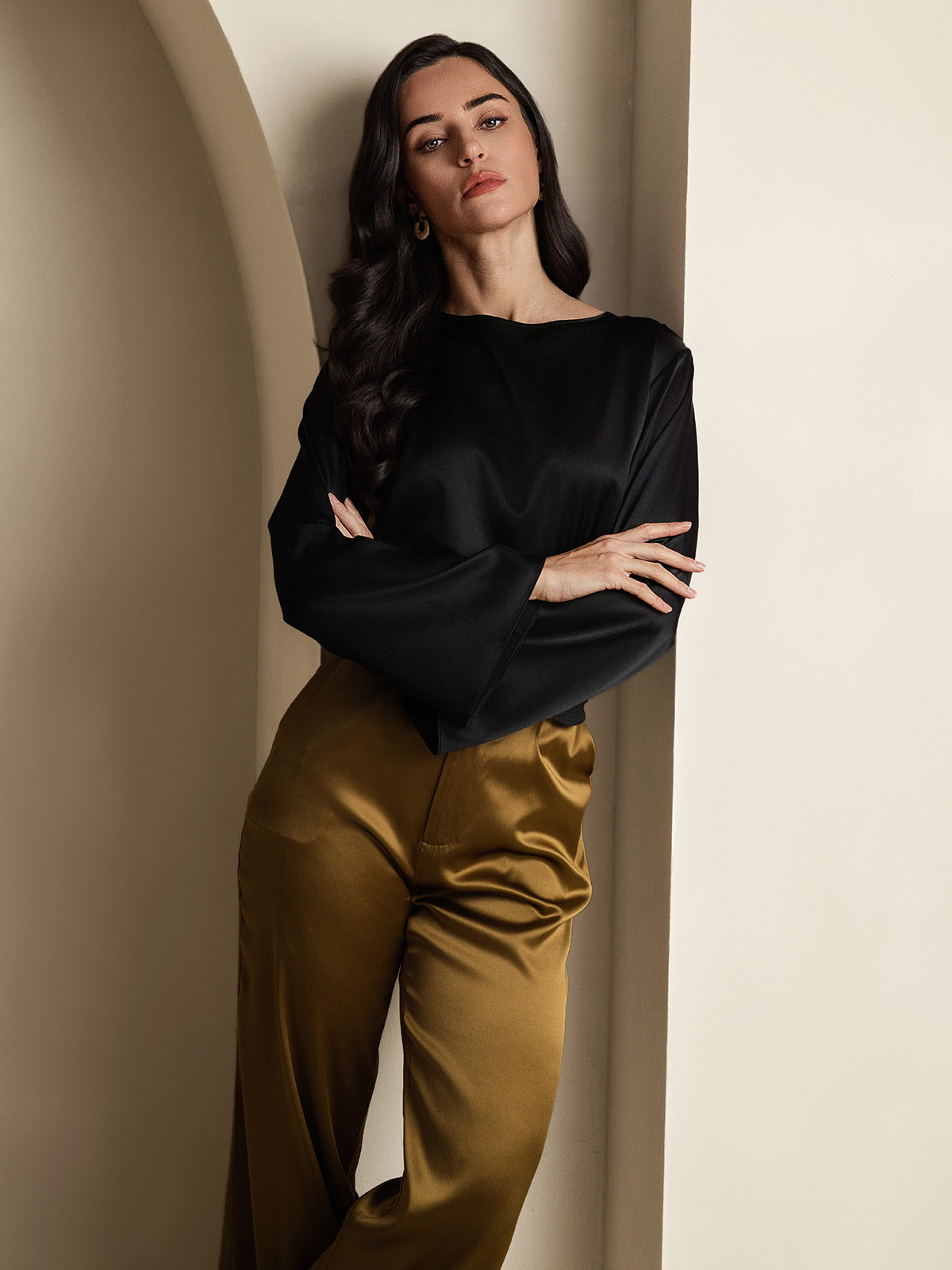 19Momme Soie Relax Longues Manches Blouse