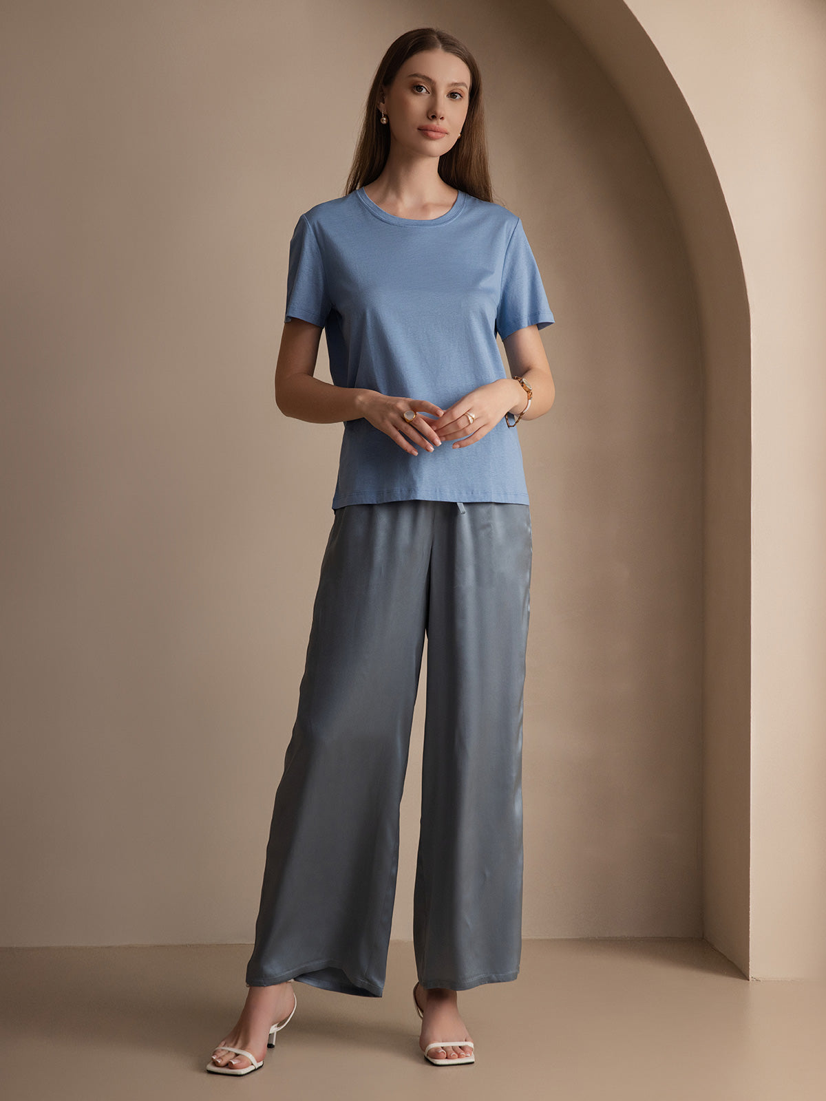 Soie Tricoté Col Rond T-Shirt