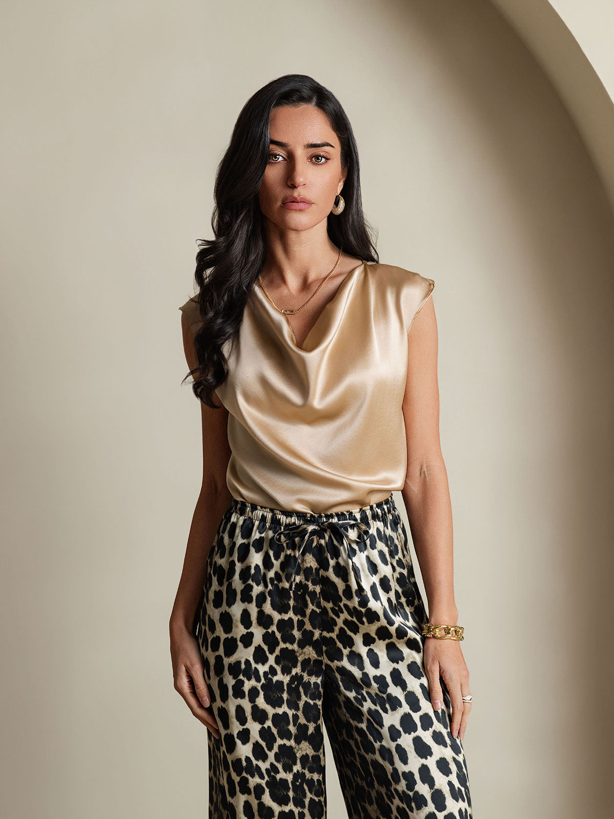 19Momme Soie Col Bateau Cap Manches Blouse