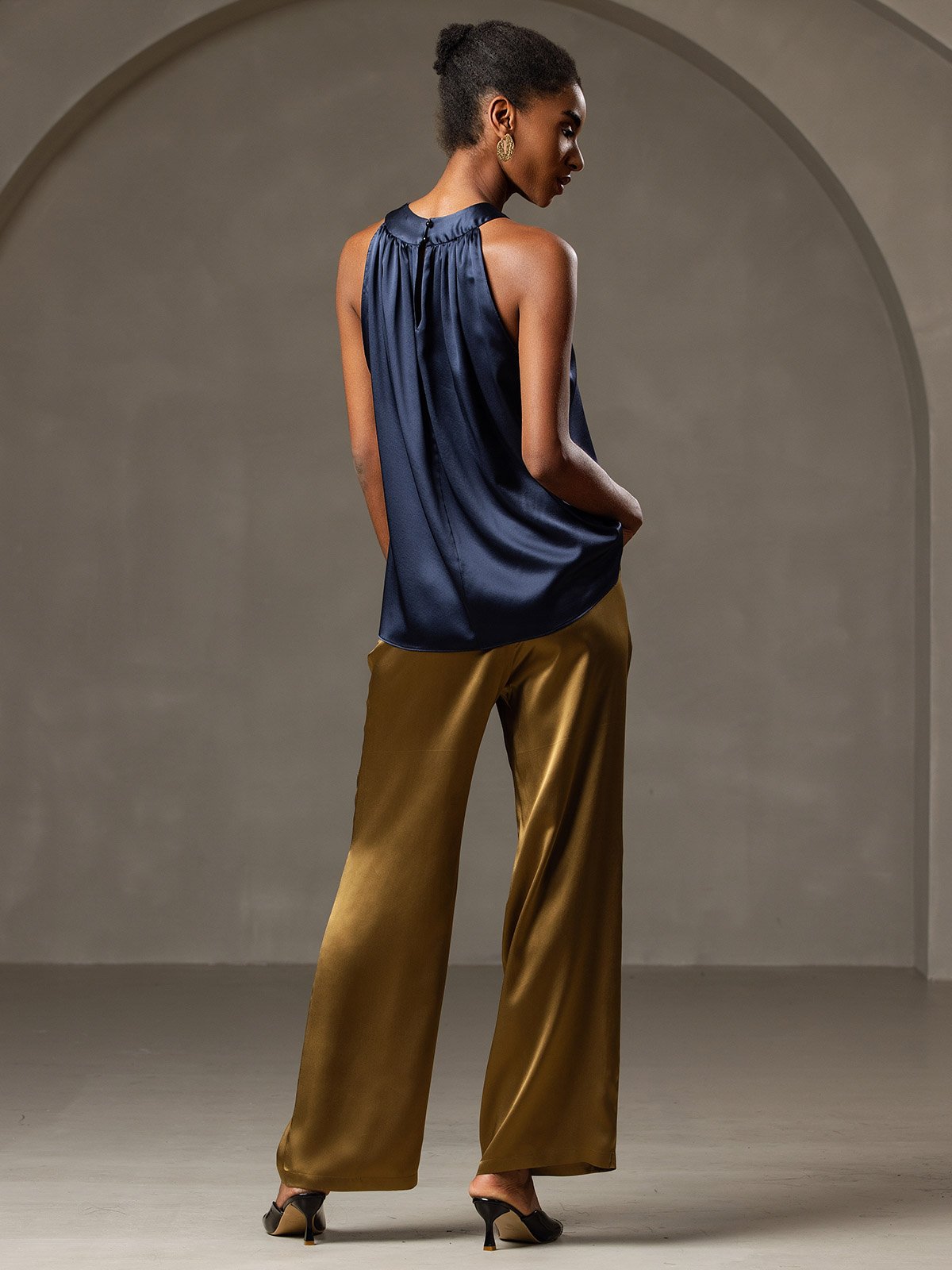 19 Momme Soie Sans Manches Décontracté Haut Licou