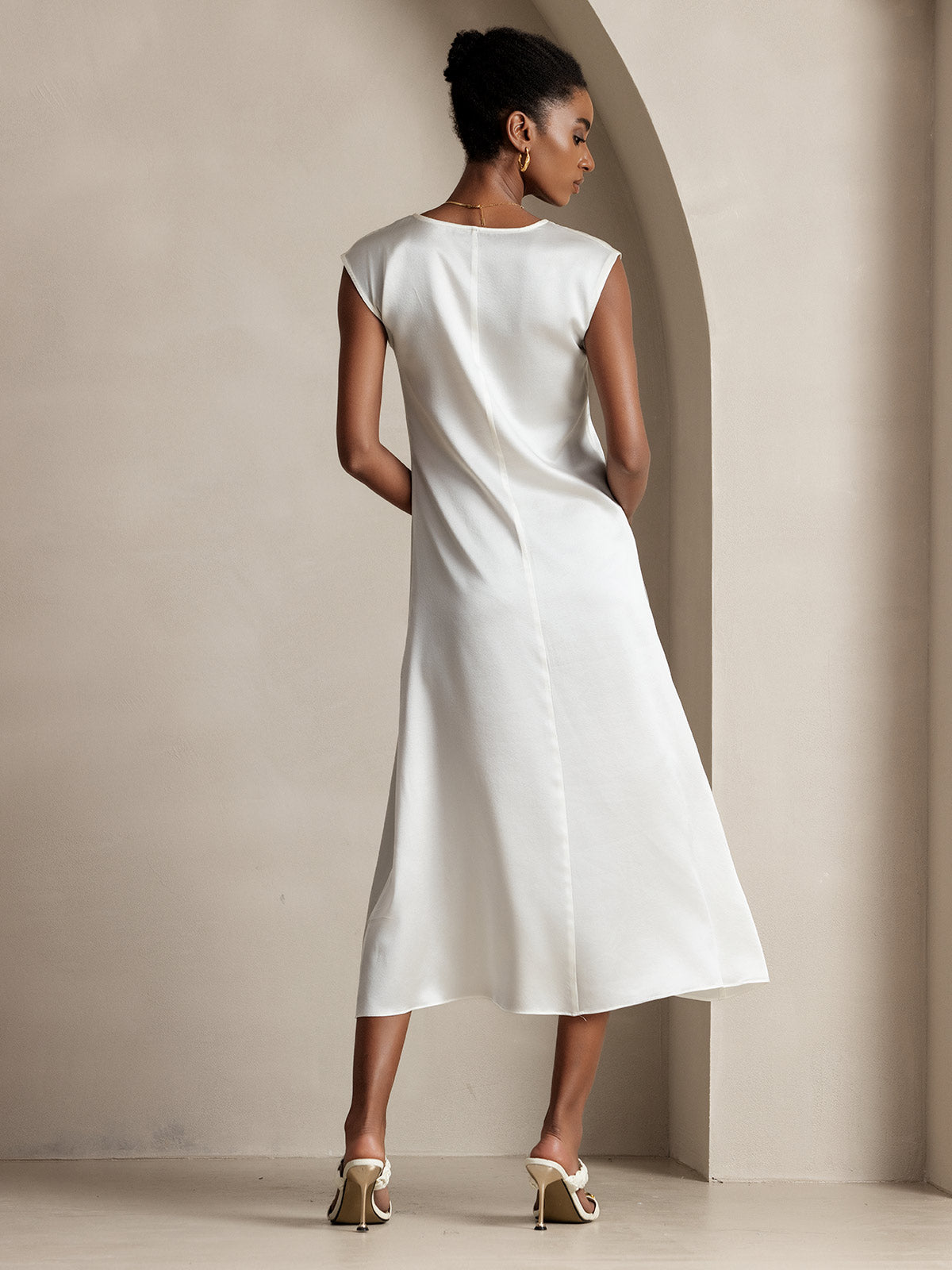 19Momme Soie Col U Sans Manches Robe