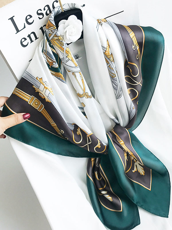 Foulard Châle Carré 100% Soie de Mûrier Imprimé 88*88cm