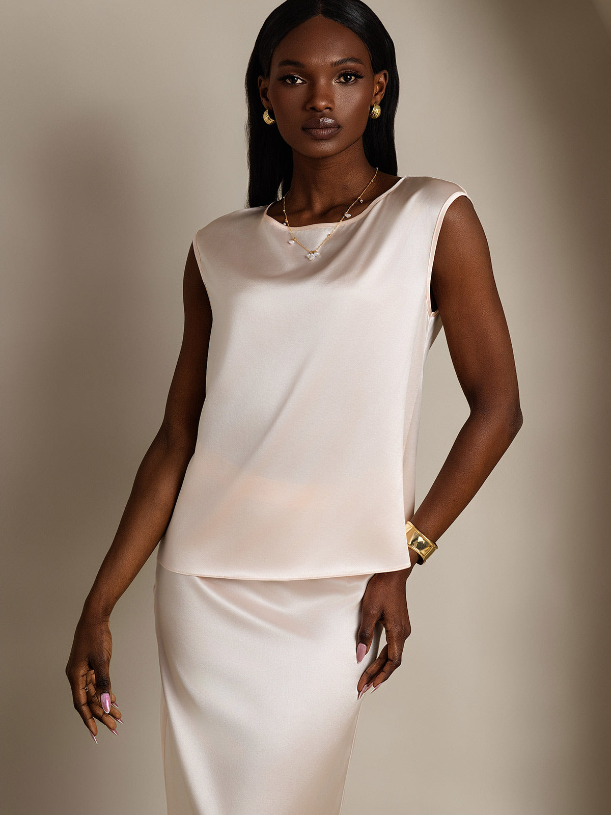 19Momme Soie Manches Capuchons Blouse