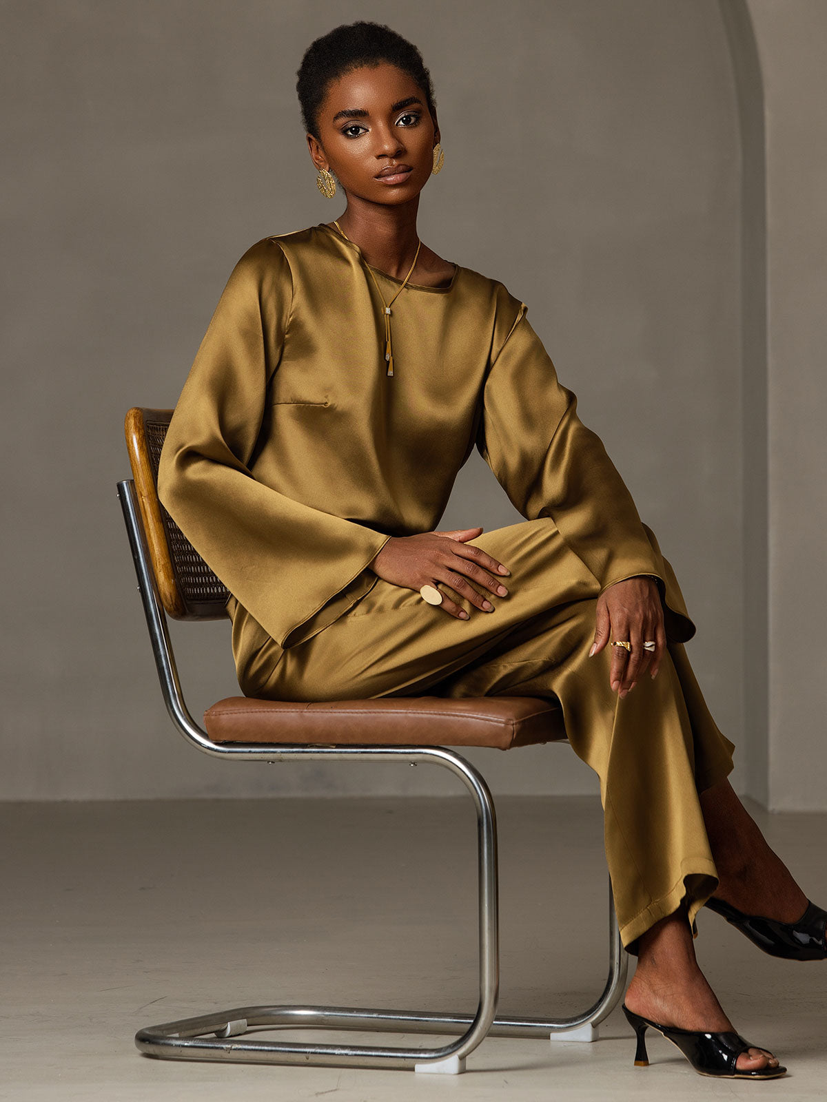 19Momme Soie Relax Longues Manches Blouse