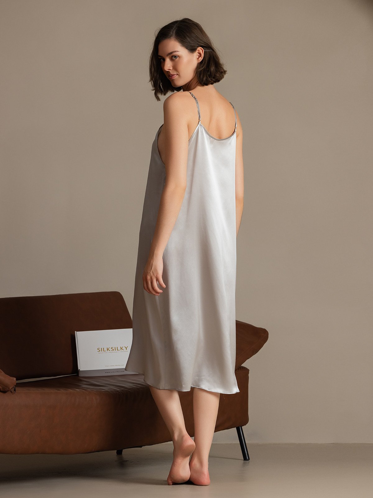 19Momme Soie Bretelles Spaghetti Décontractée Robe