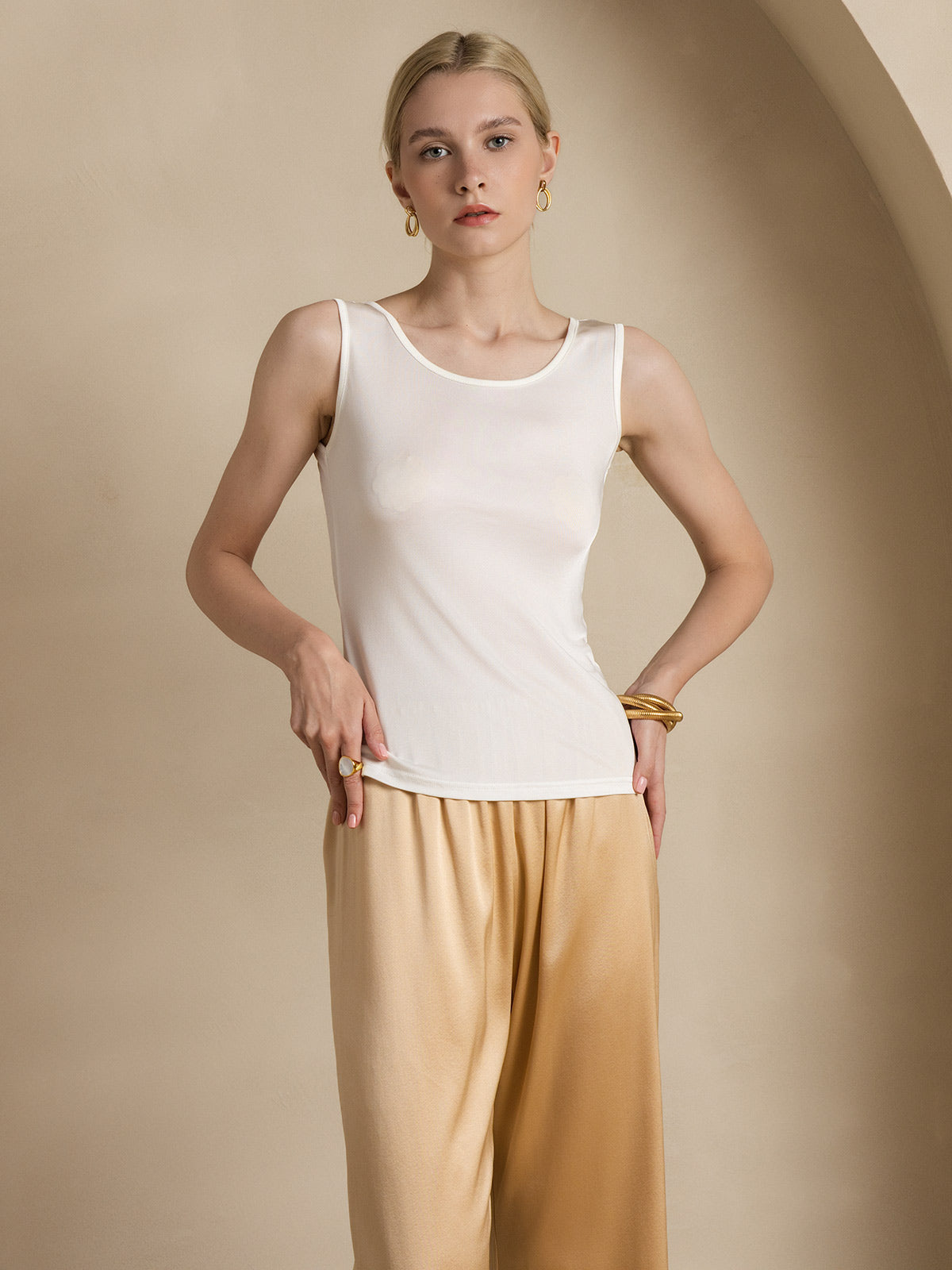 Pure Soie Lounge Col Rond Débardeur