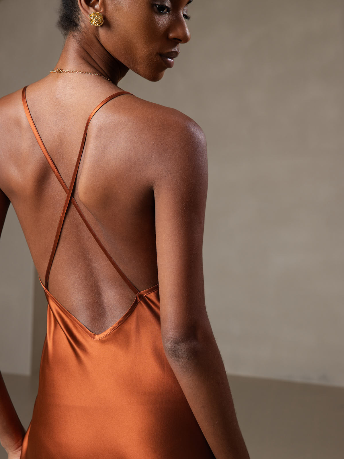 Pure Soie Bretelles Spaghetti dos Croisé Robe