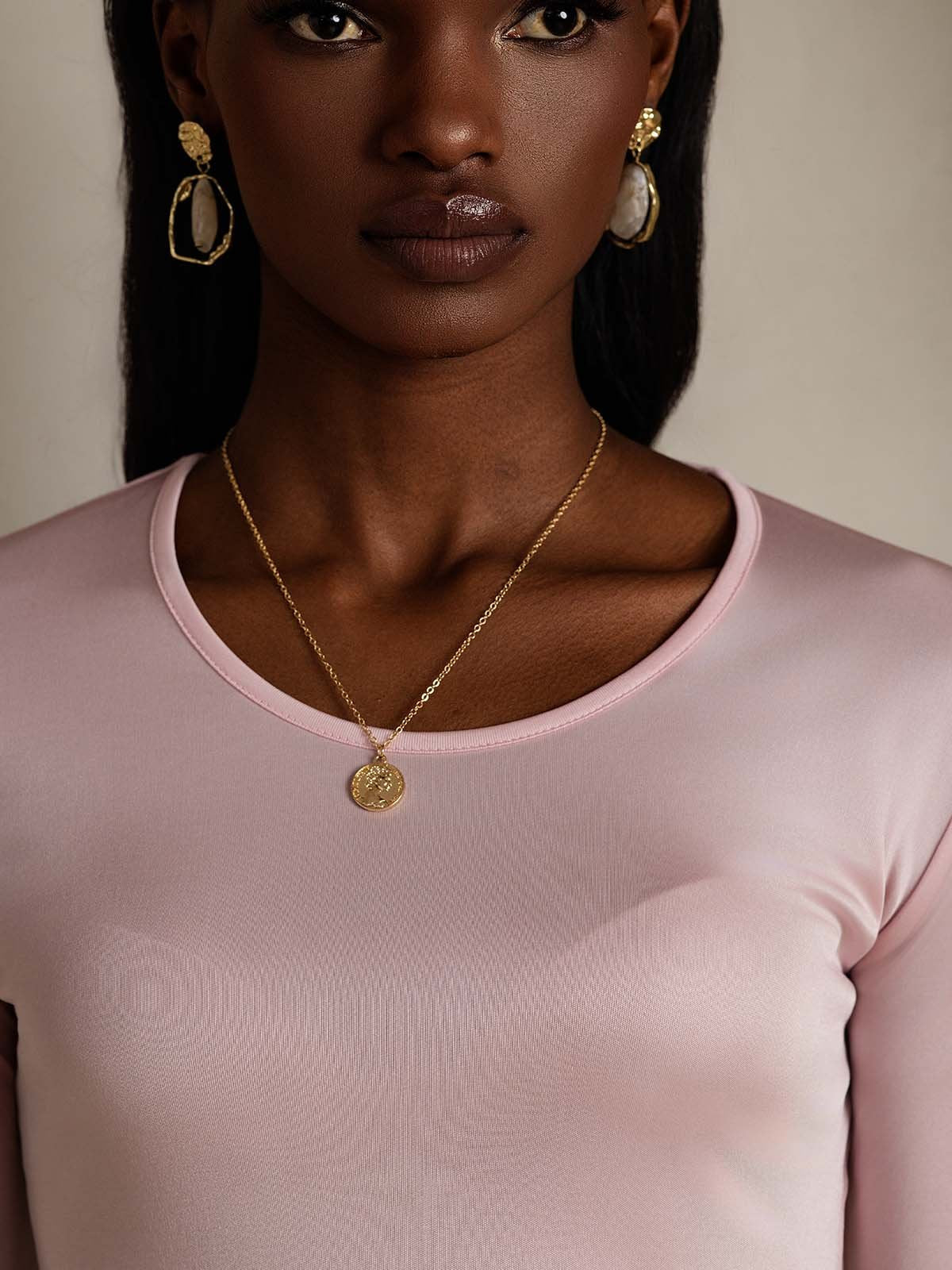 Mélange De Soie Col Rond Manches Longues T-Shirt