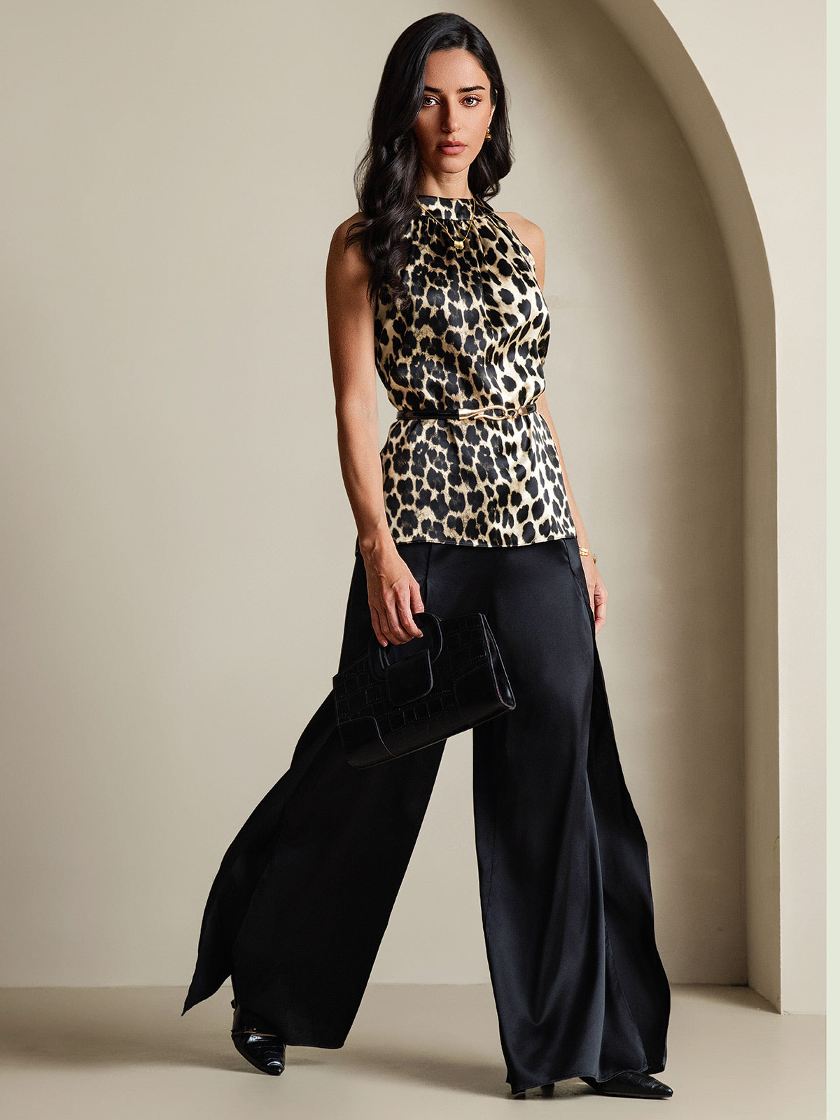 19 Momme Soie Décontracté Sans Manches Haut Licou