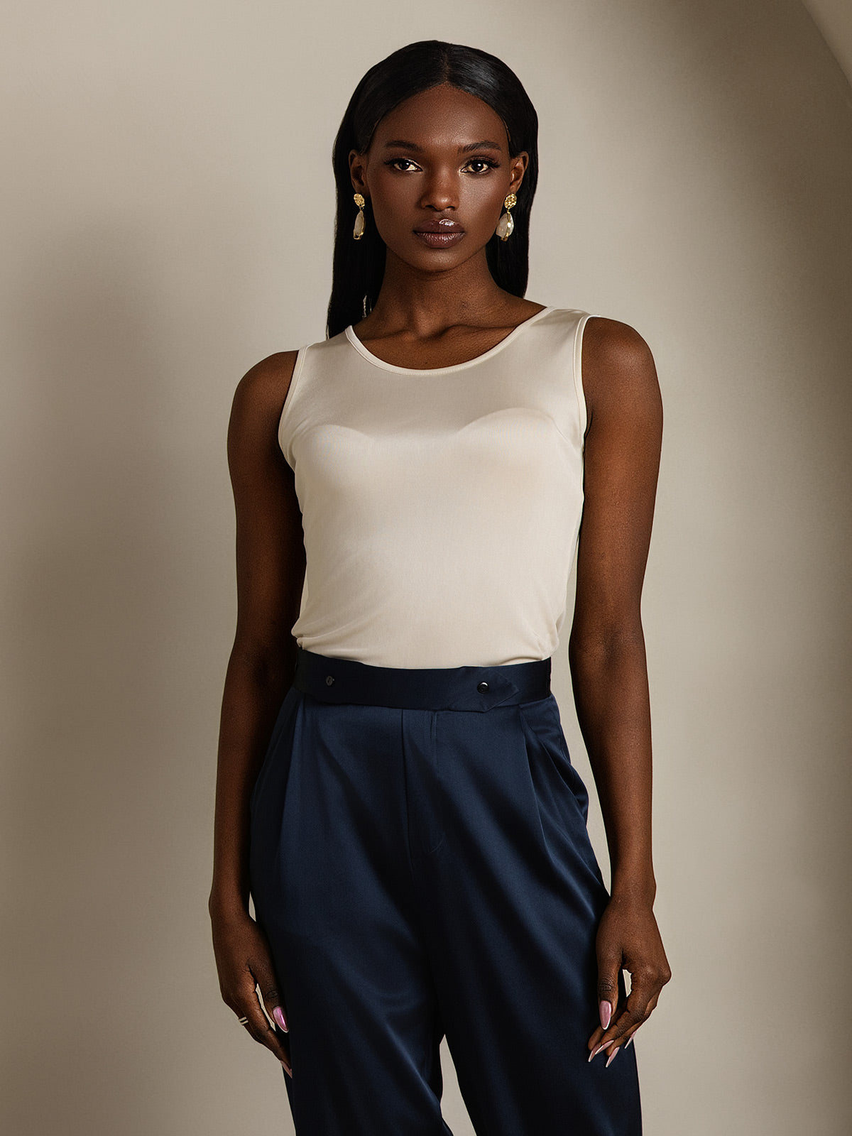 Pure Soie Lounge Col Rond Débardeur