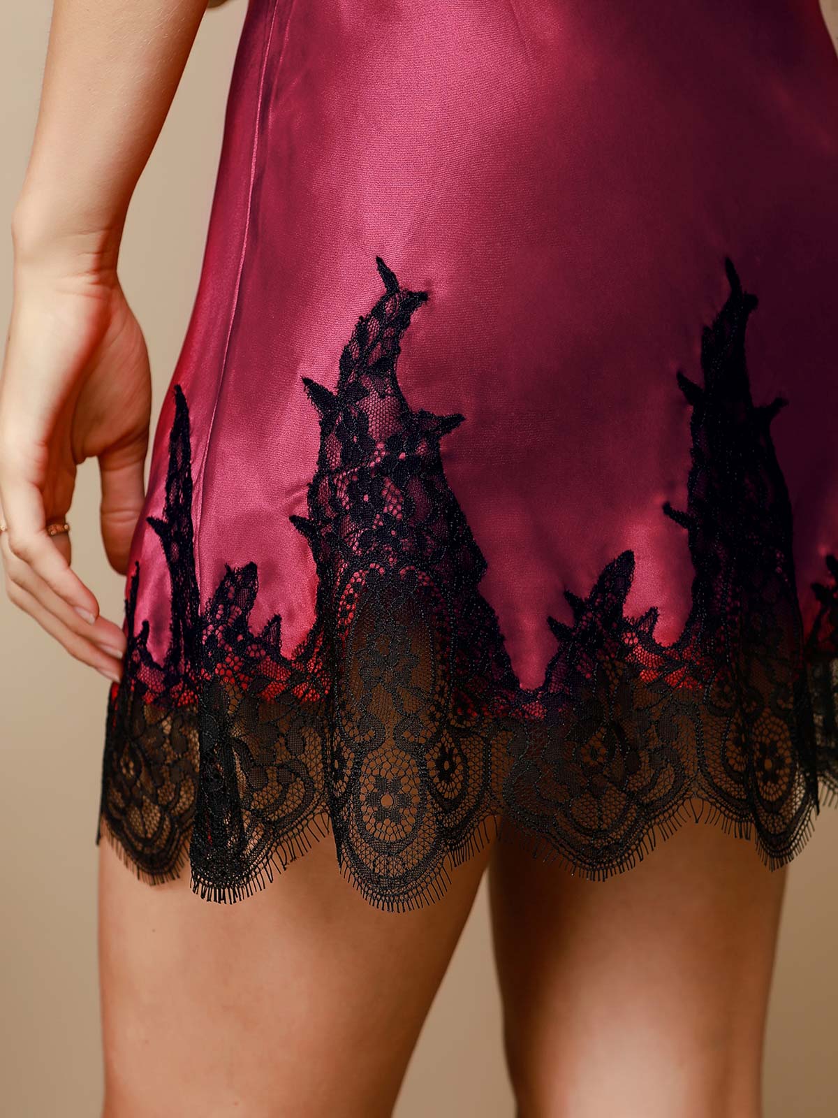 Robe de Nuit Sexy en Dentelle Léopard en Soie Pure