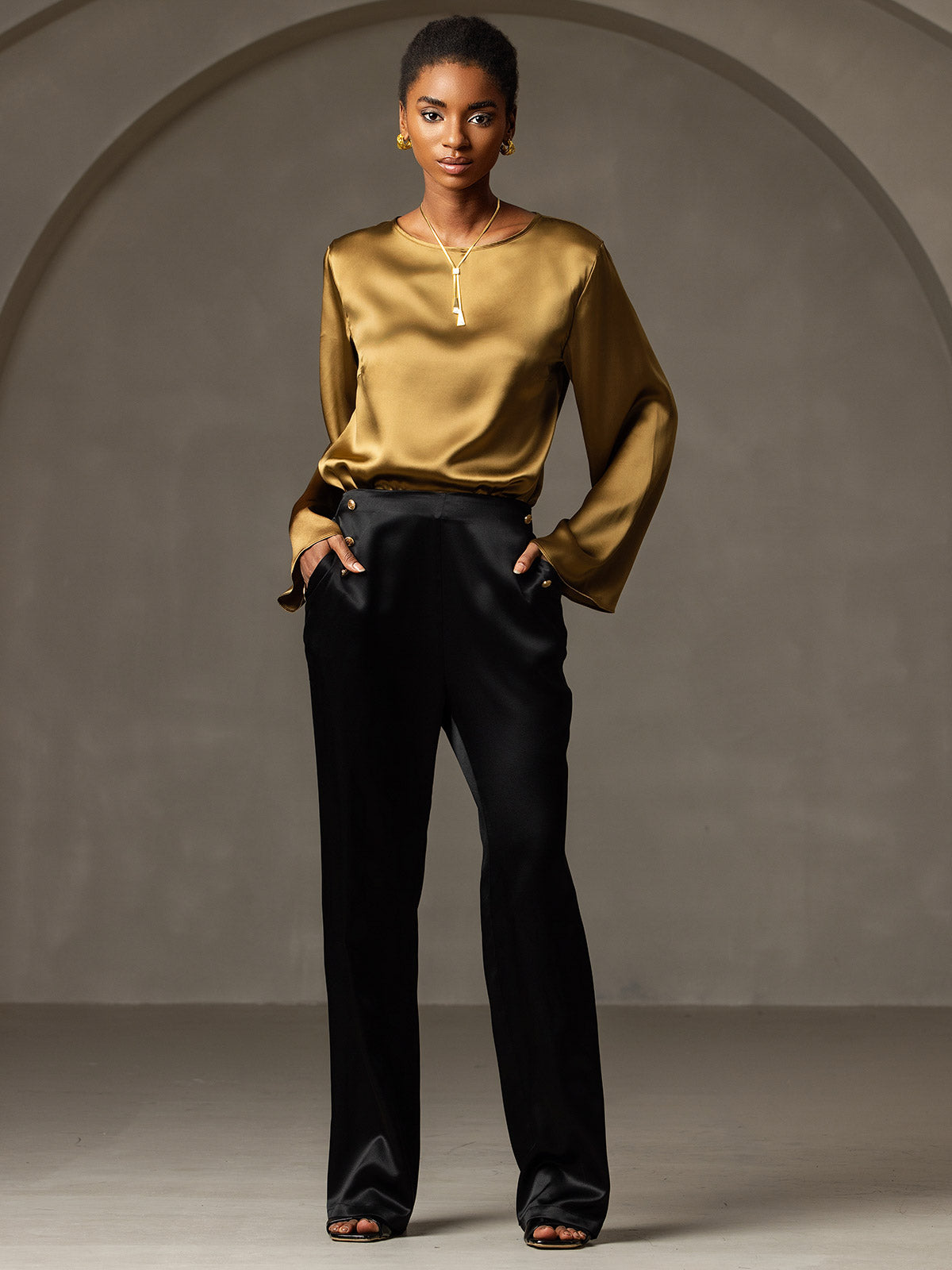 19Momme Soie Relax Longues Manches Blouse