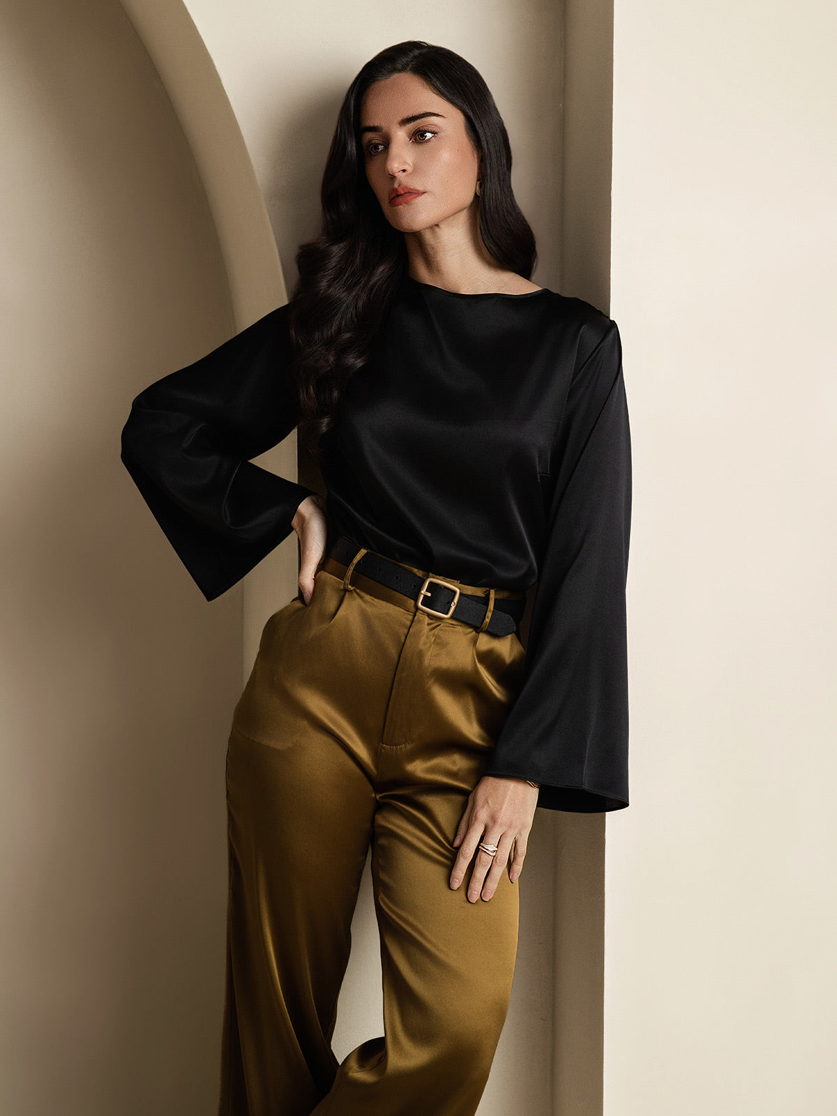 19Momme Soie Relax Longues Manches Blouse