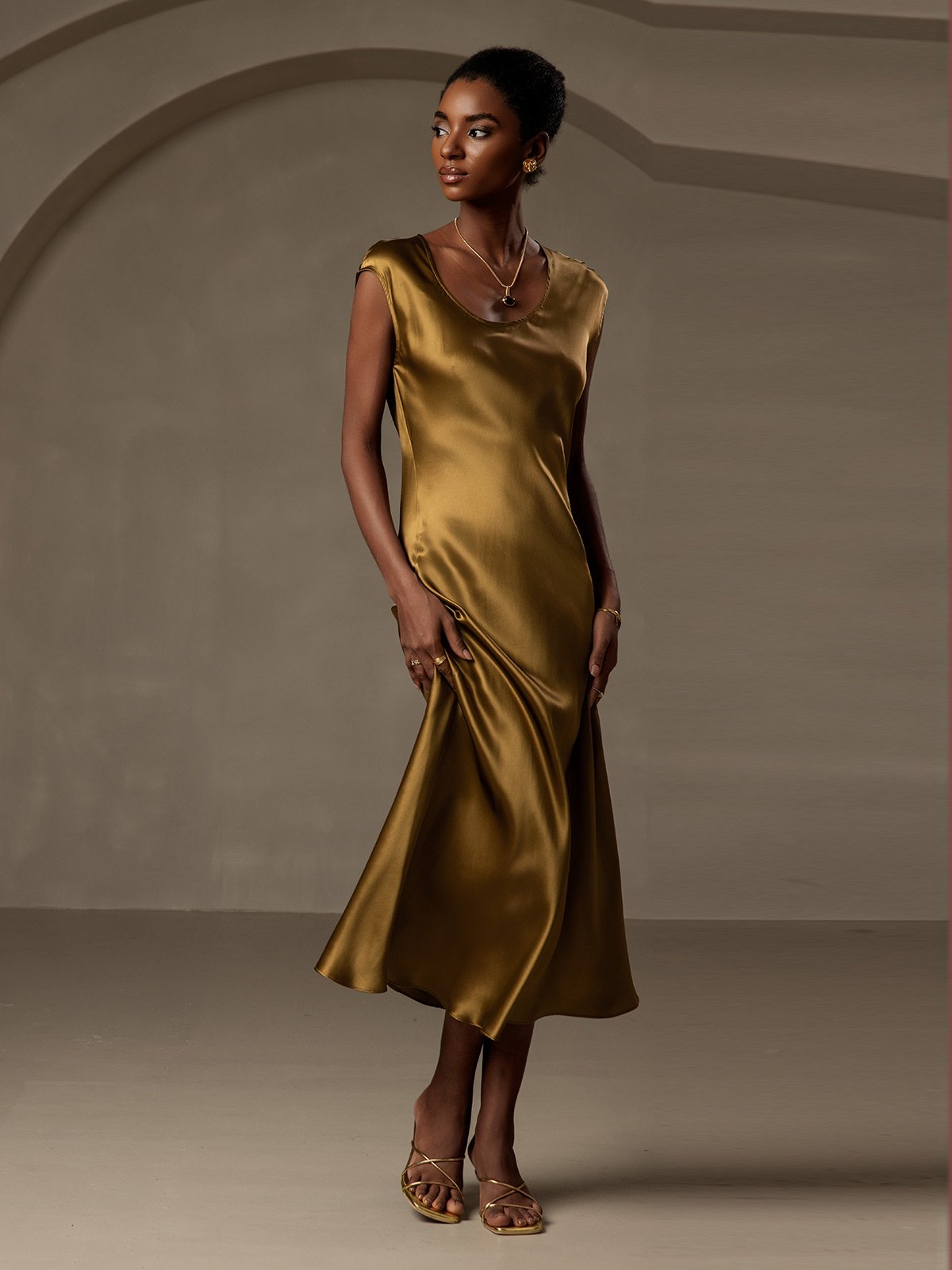 19Momme Robe Décontractée Sans Manches en Soie