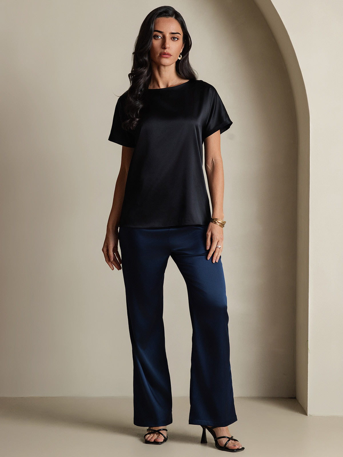 19Momme T-shirt à manches courtes décontracté en soie classique