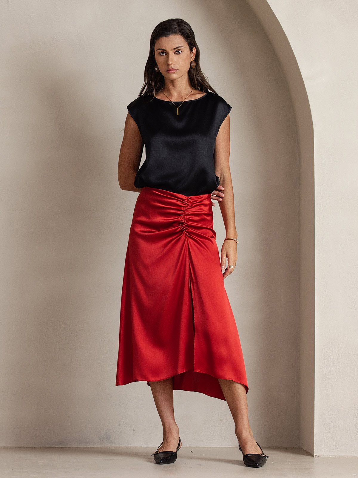 19Momme Soie Manches Capuchons Blouse