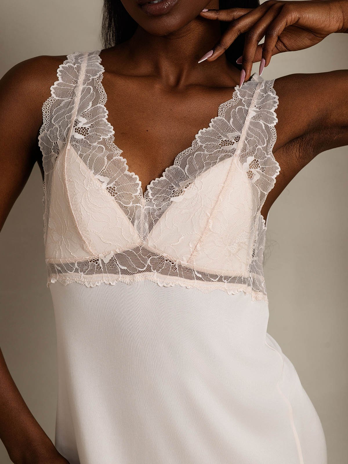 Robe Débardeur En Mélange De Soie Avec Dentelle