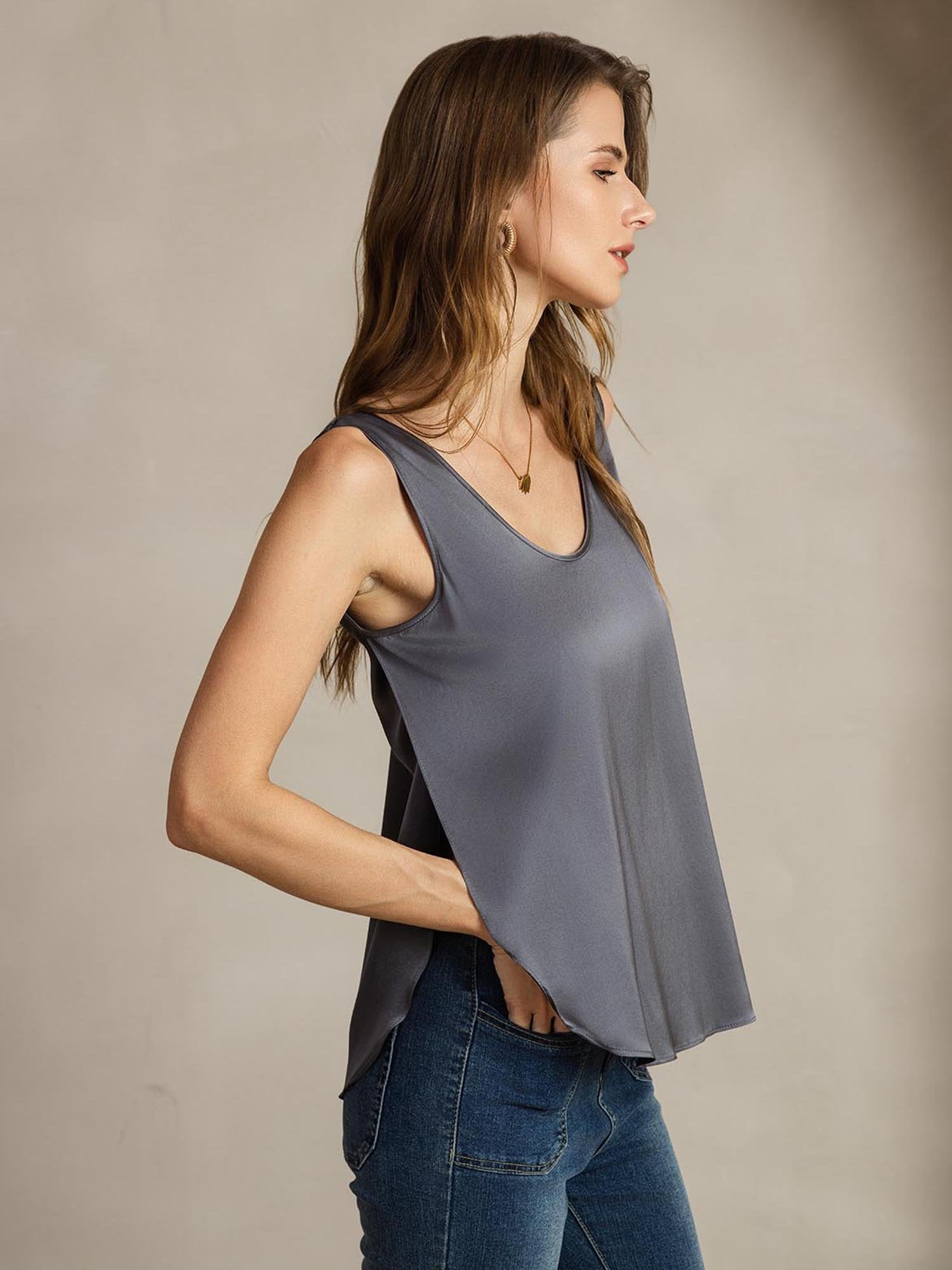 Débardeur Femme 19Momme Soie Avec Fente Latérale