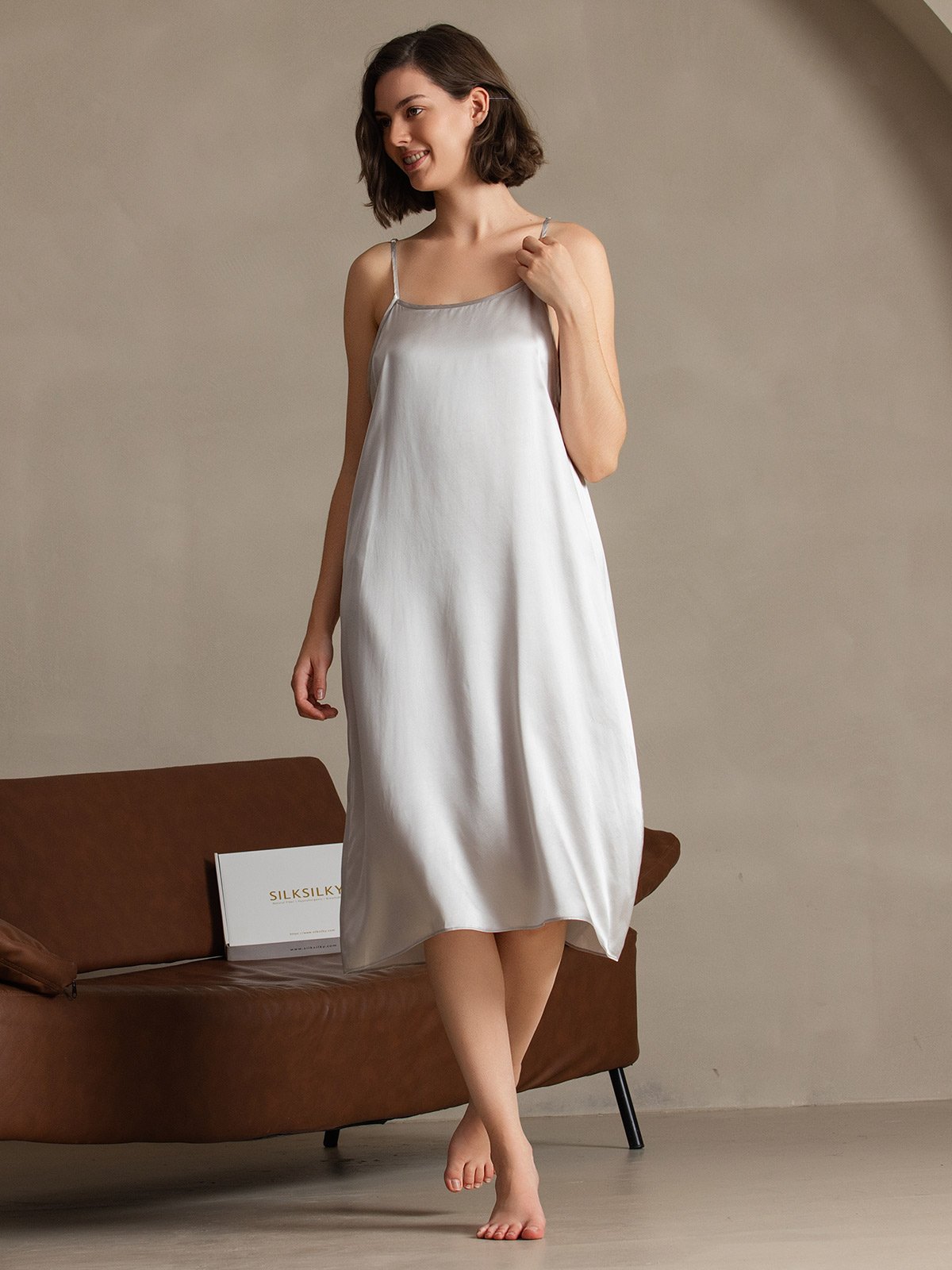 19Momme Soie Bretelles Spaghetti Décontractée Robe