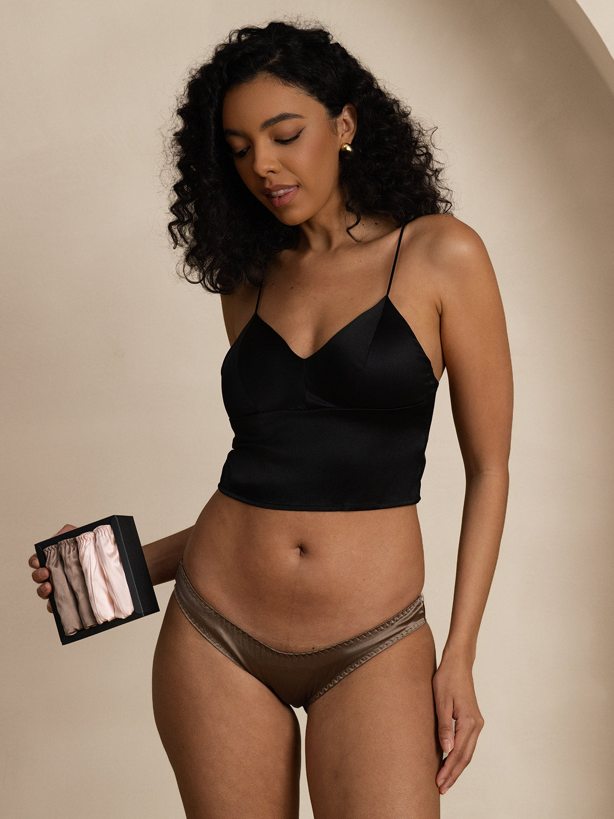 Culotte tricotée en Soie pure de mûrier multicolore (Soutien-Gorge Non Inclus)