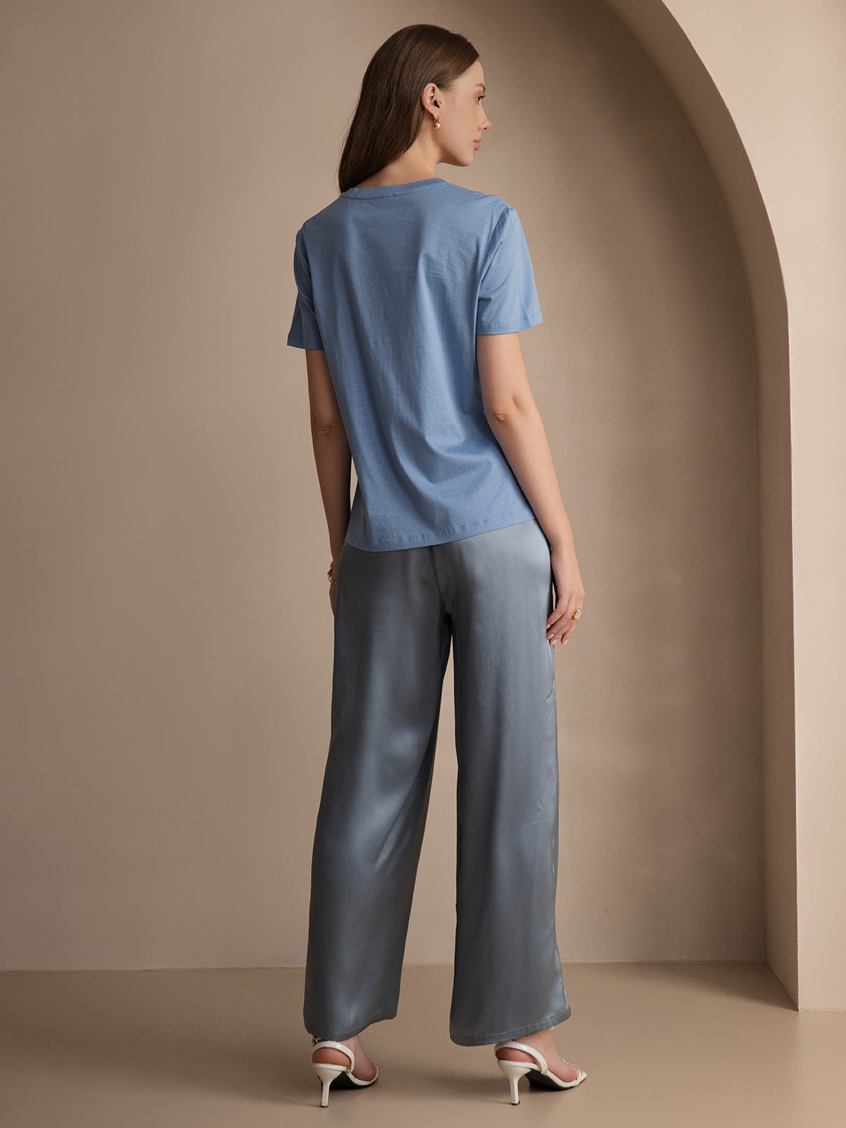 Soie Tricoté Col Rond T-Shirt