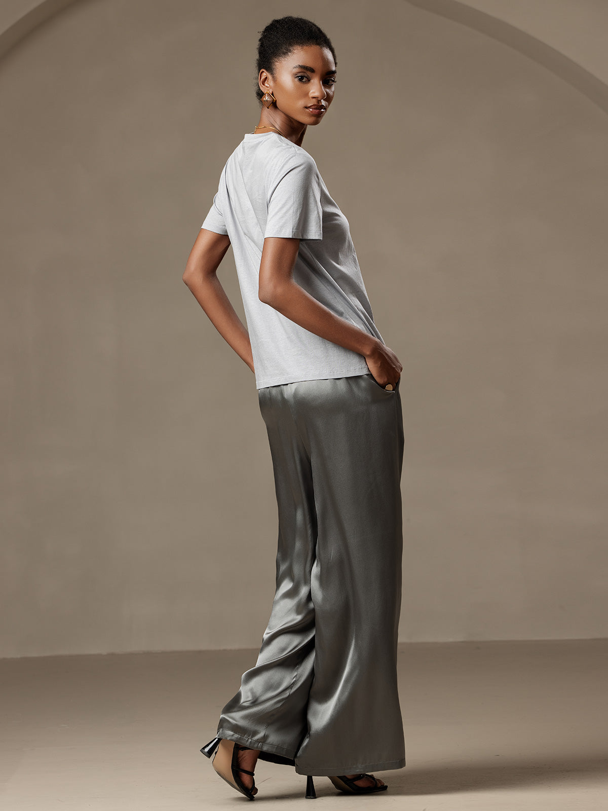 Soie Tricoté Col Rond T-Shirt