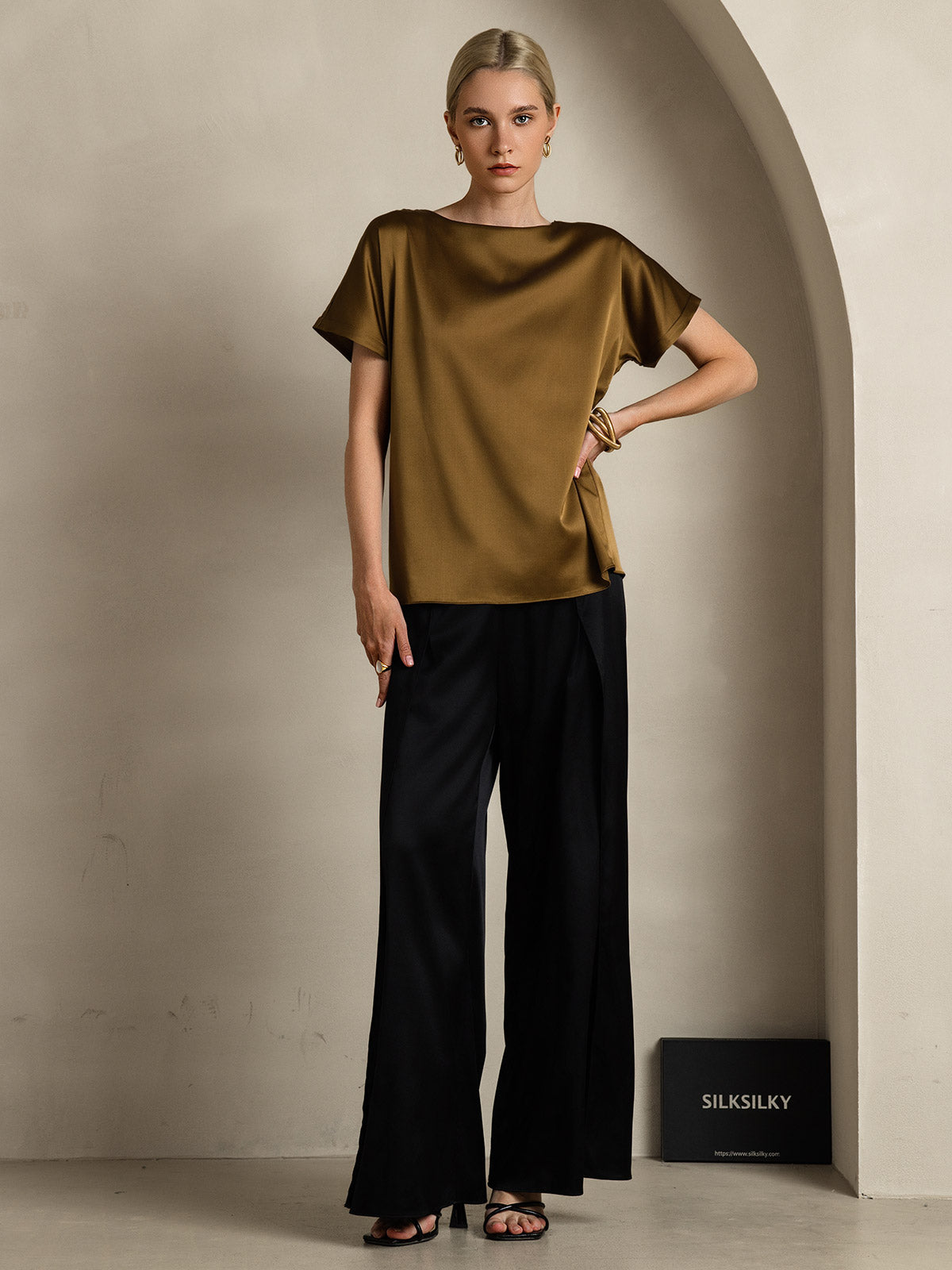 19Momme T-shirt à manches courtes décontracté en soie classique