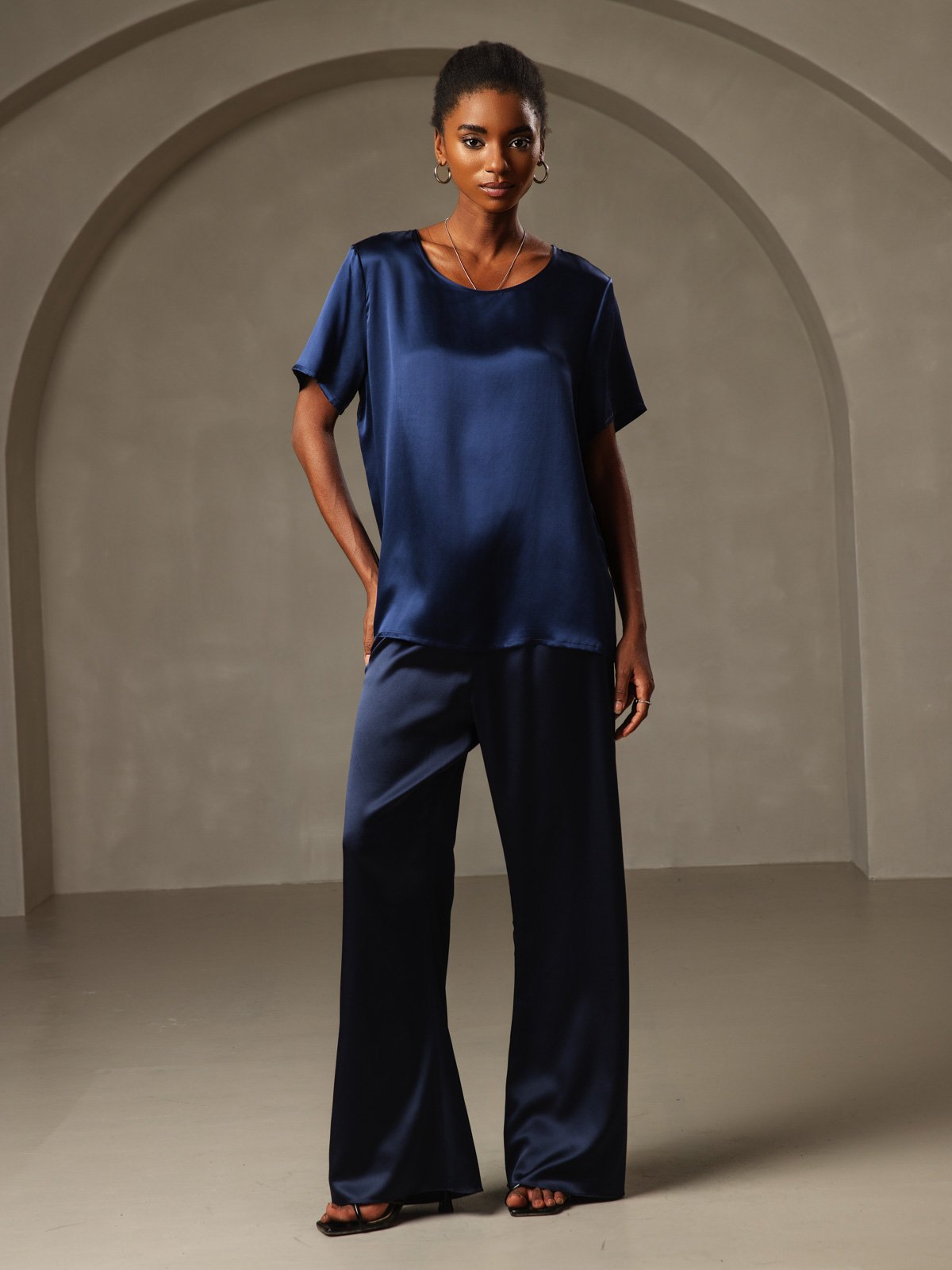 Pure Soie Manches Courtes T-shirt (pantalon non inclus)