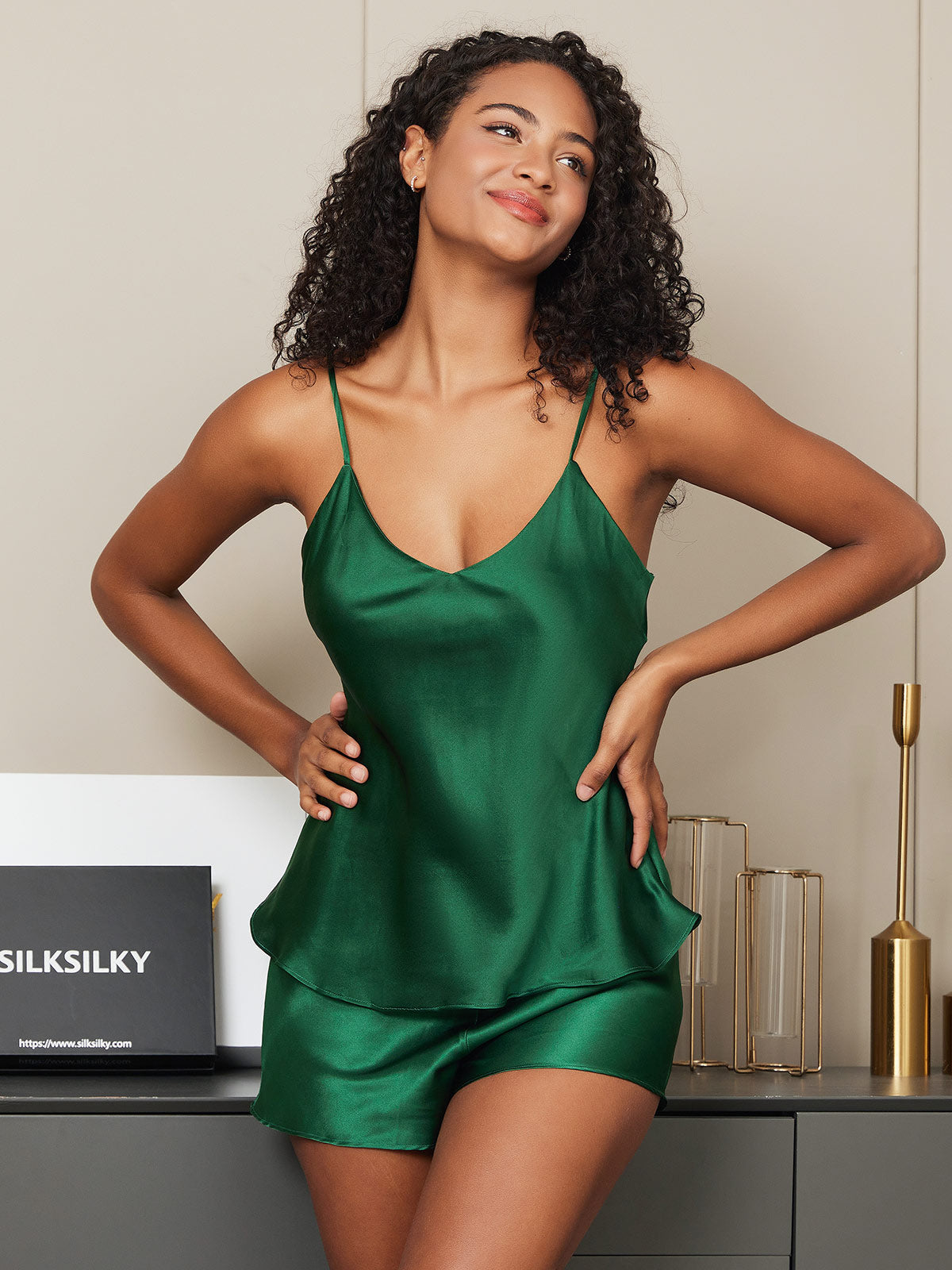 Ensemble de Camisole en Pure Soie à Bretelles Spaghetti