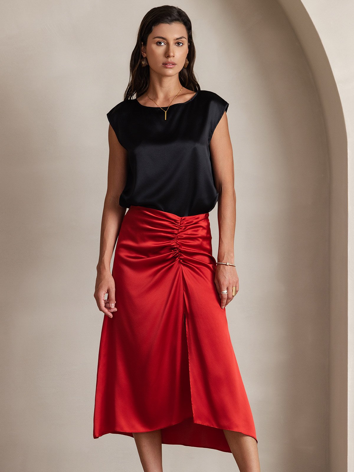 19Momme Soie Manches Capuchons Blouse