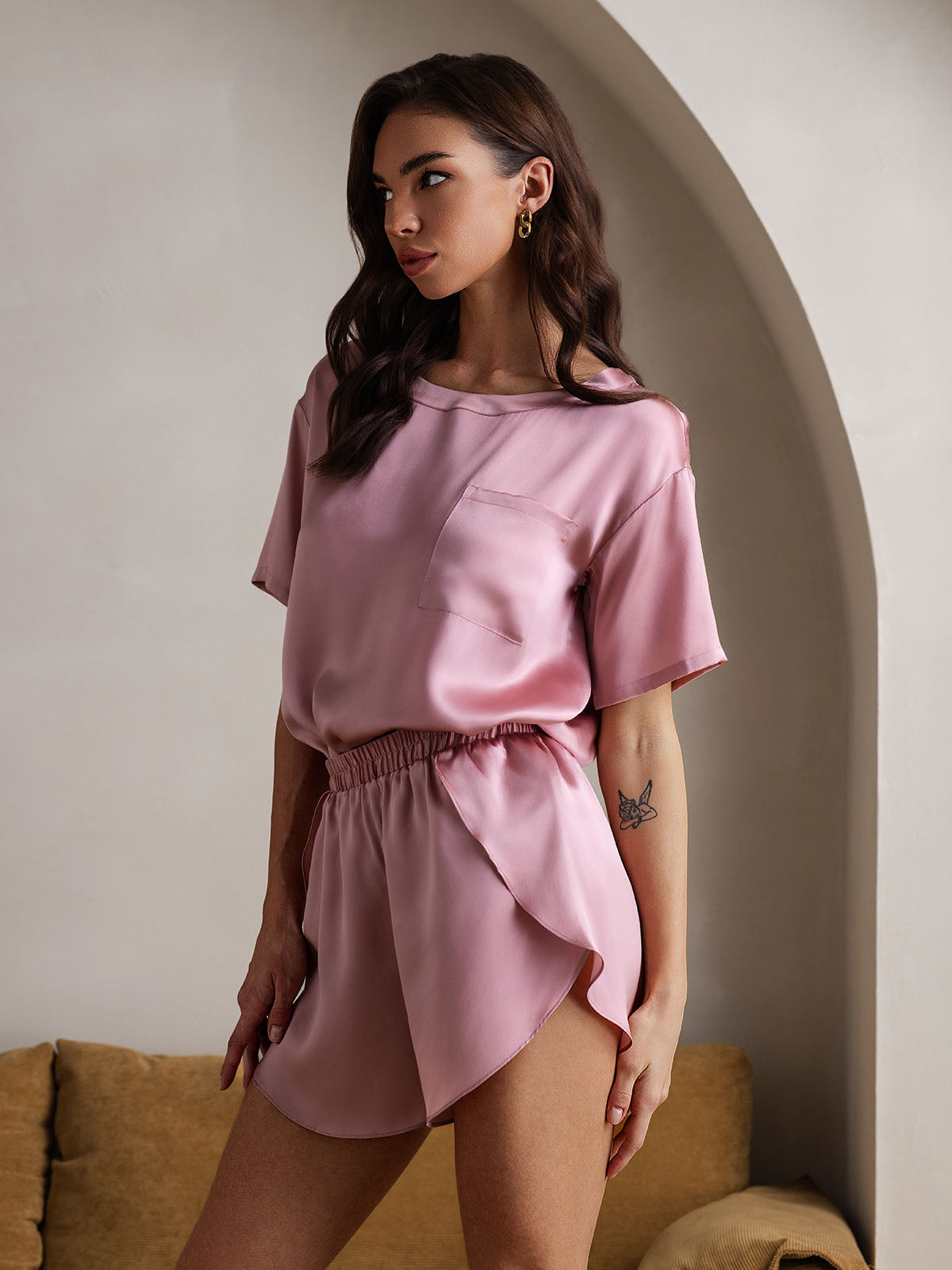 Pure Soie Courtes Manches Pyjamas