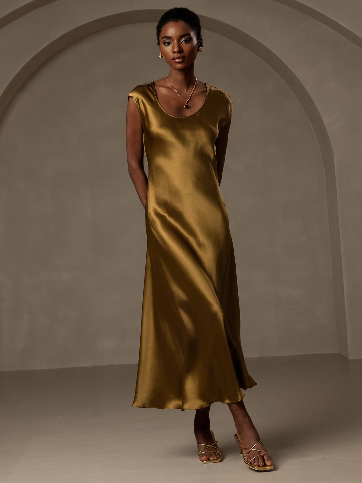 19Momme Robe Décontractée Sans Manches en Soie