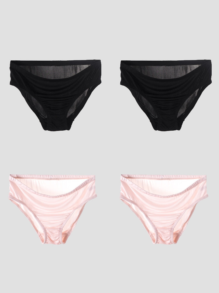 4Pcs Mûrier Soie Tricotée Culotte (Soutien-Gorge NON Inclus)