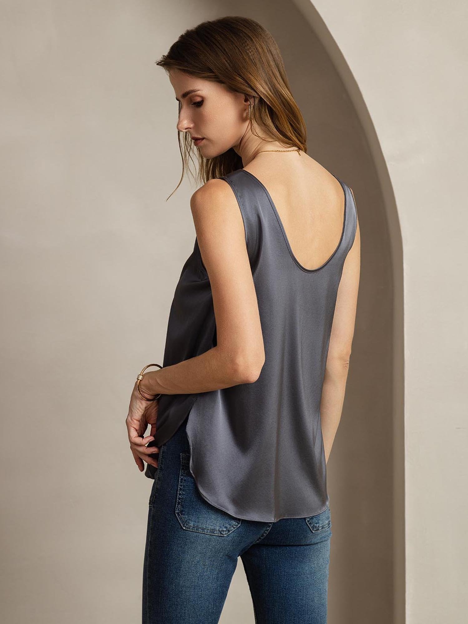 Débardeur Femme 19Momme Soie Avec Fente Latérale