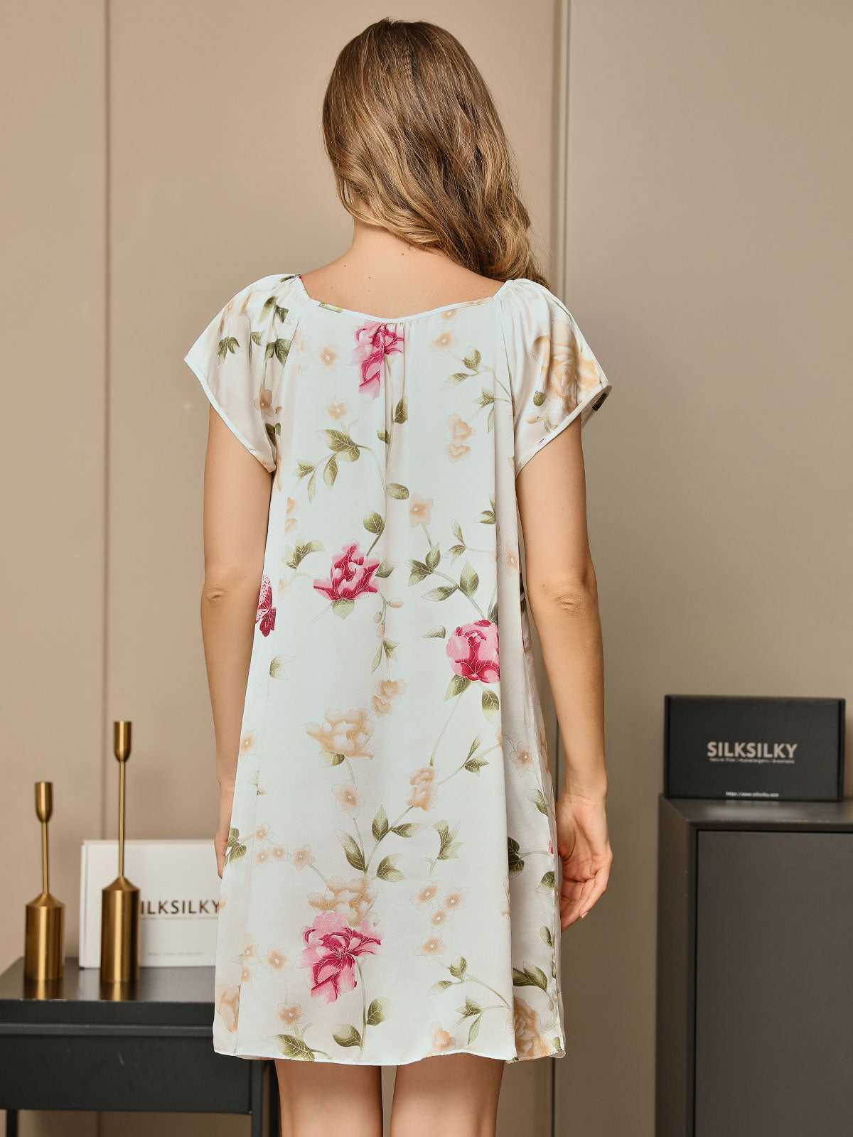 Chemises de nuit Pure Soie Floral Occasionnel Mignon