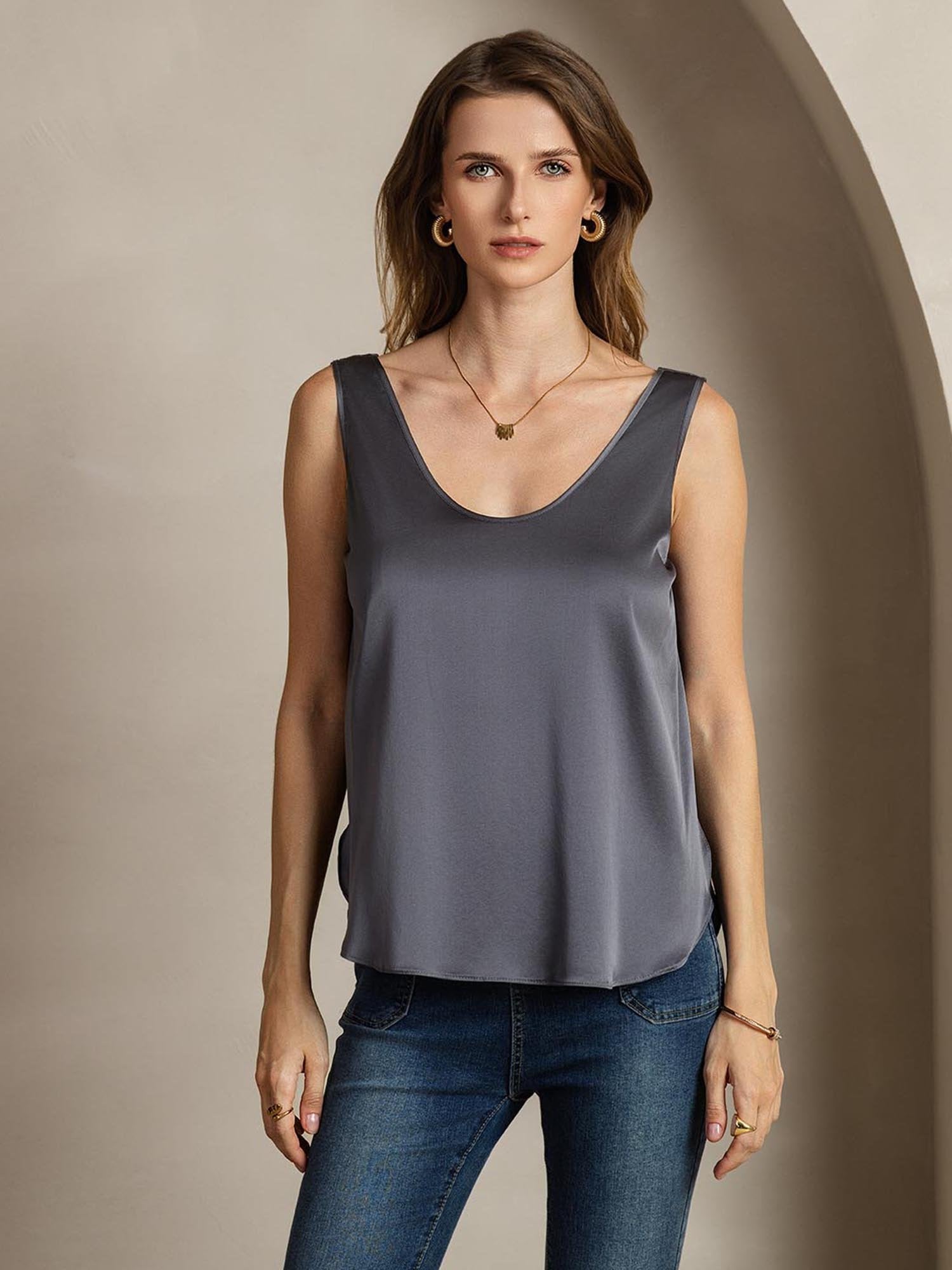 Débardeur Femme 19Momme Soie Avec Fente Latérale