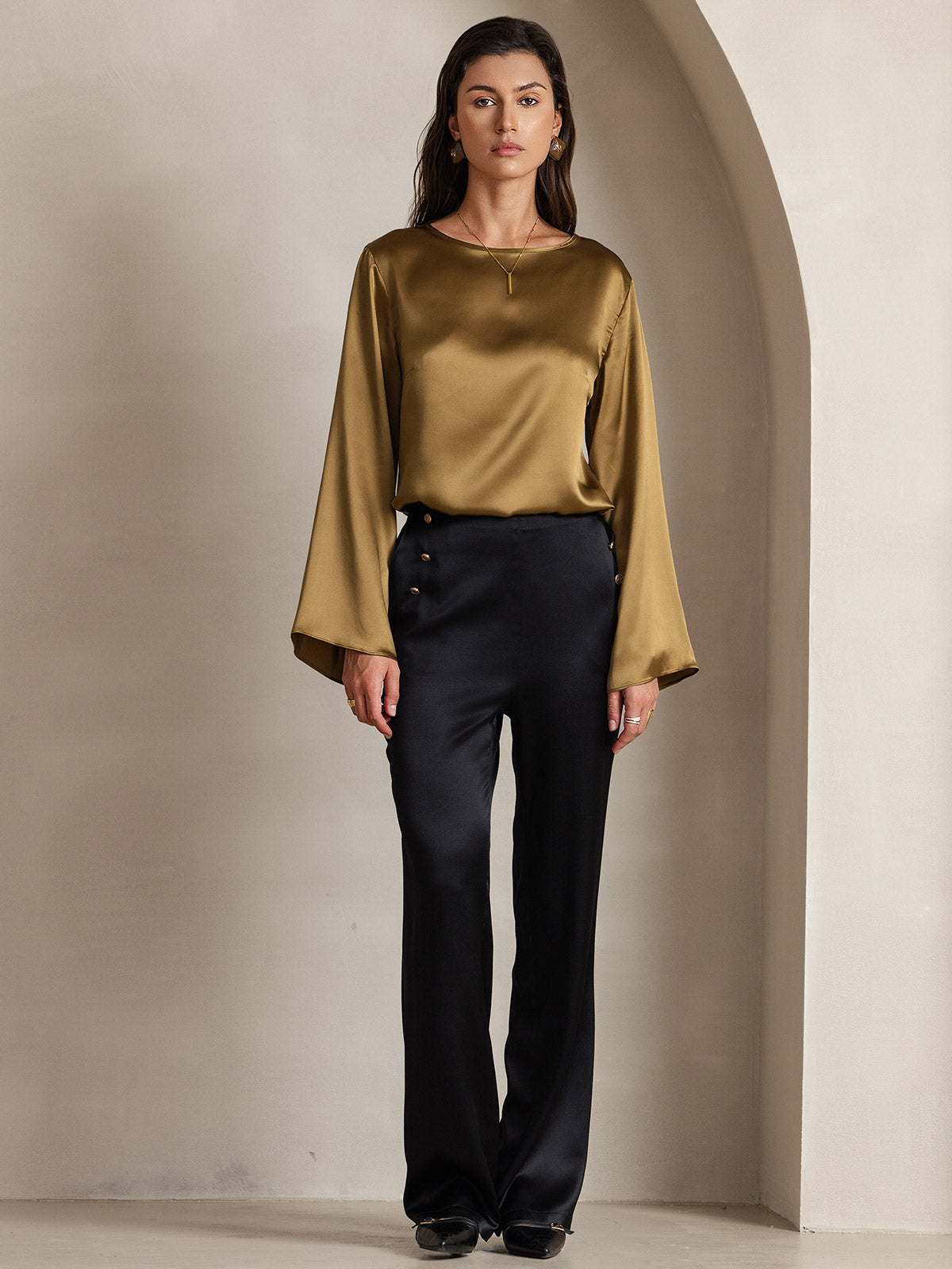 19Momme Soie Relax Longues Manches Blouse