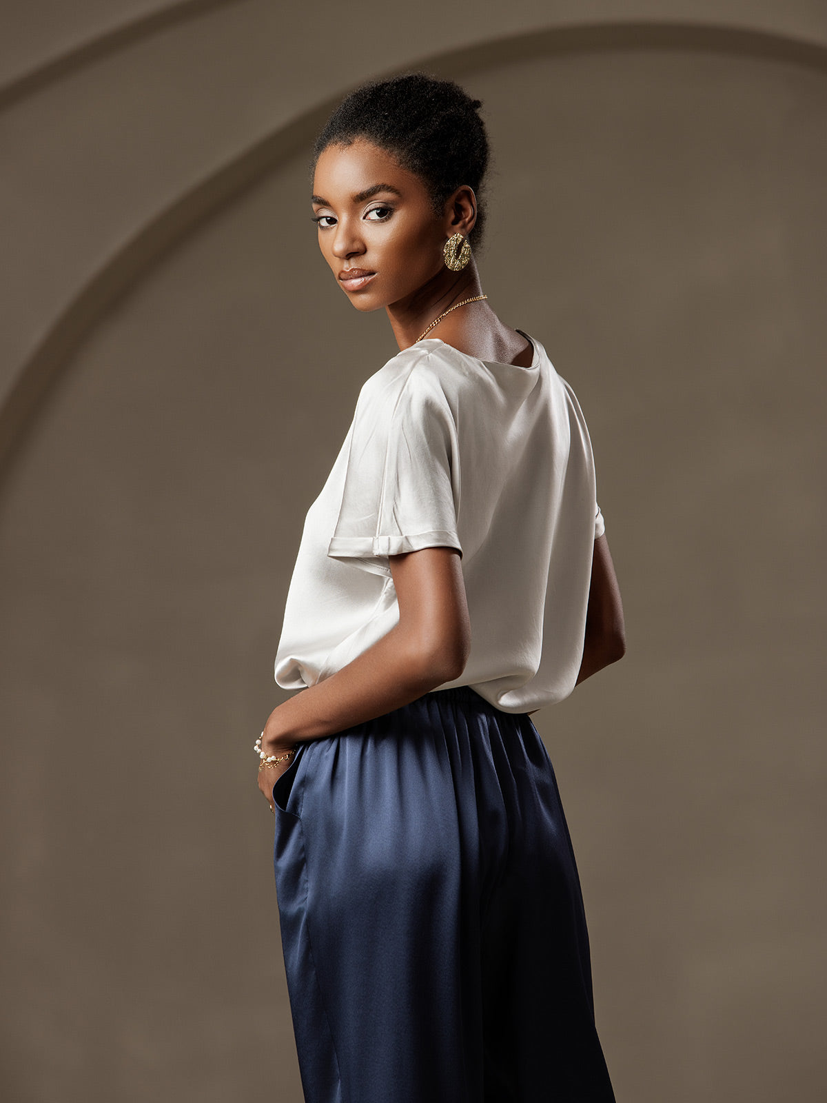 19Momme Soie Décontracté Manches Courtes T-Shirt