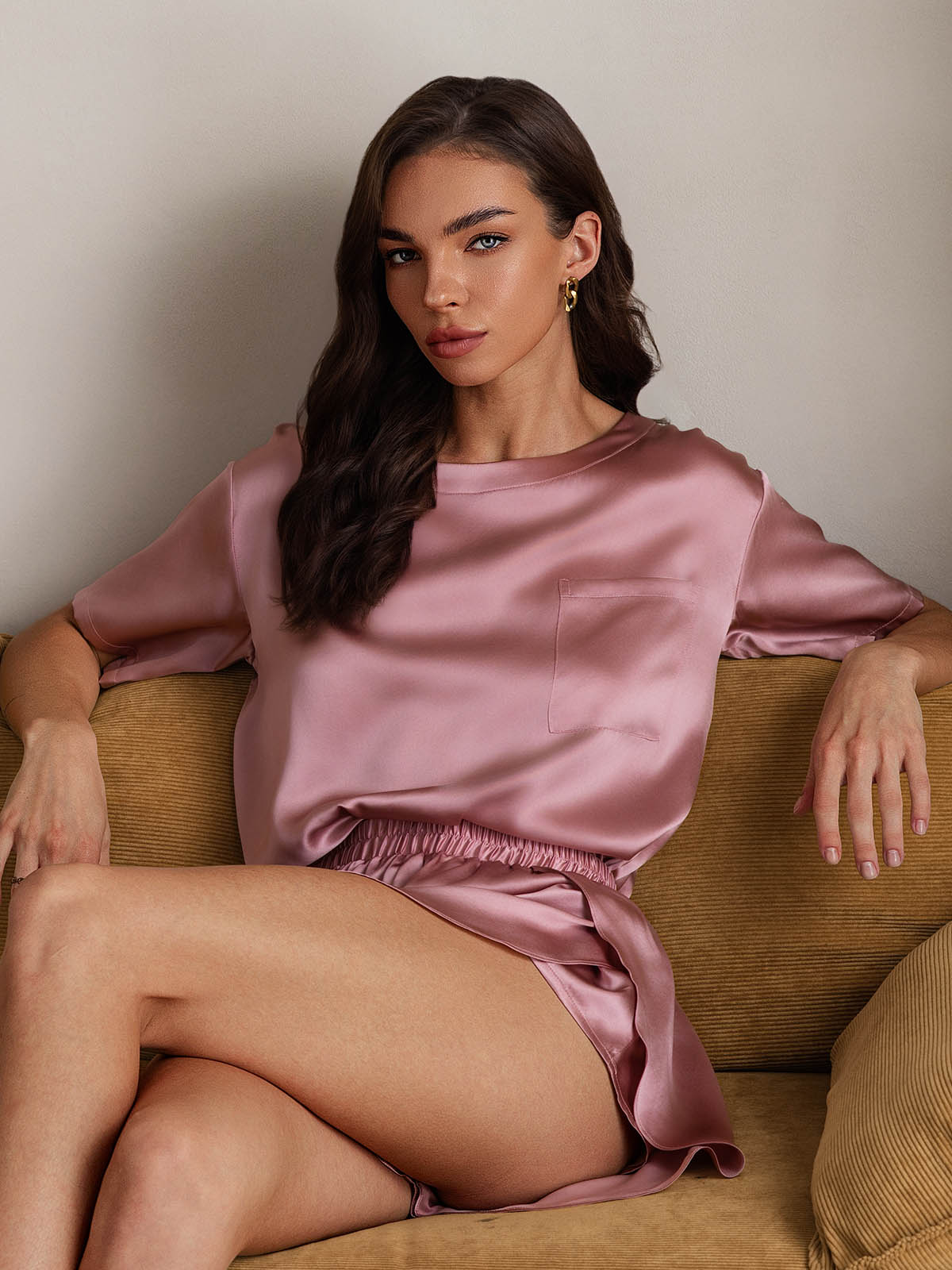 Pure Soie Courtes Manches Pyjamas