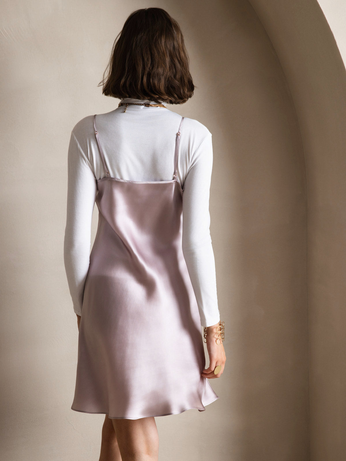 Robe Déshabillée en Soie Pure à Bretelles Spaghetti