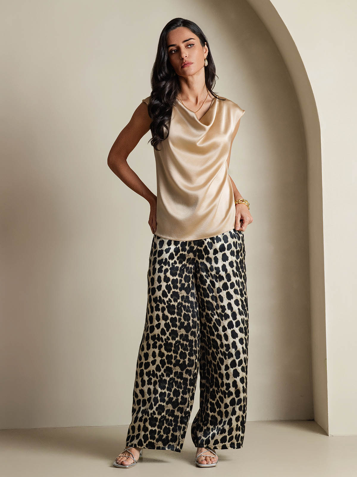 19Momme Soie Col Bateau Cap Manches Blouse