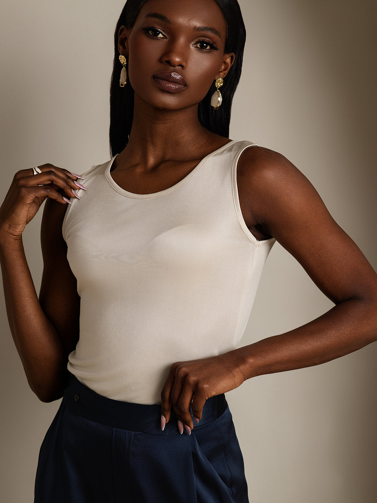 Pure Soie Lounge Col Rond Débardeur