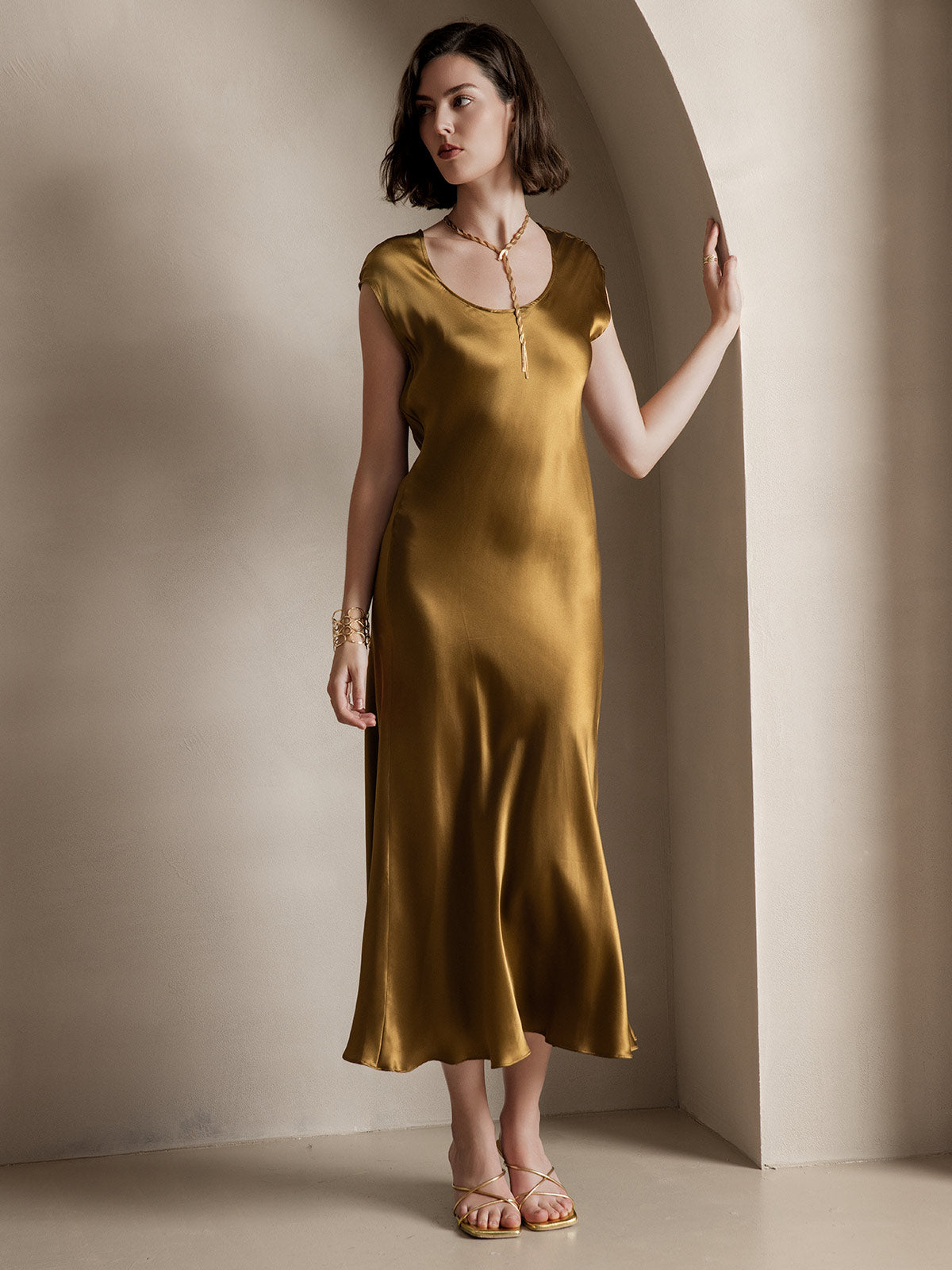 19Momme Soie Col U Sans Manches Robe