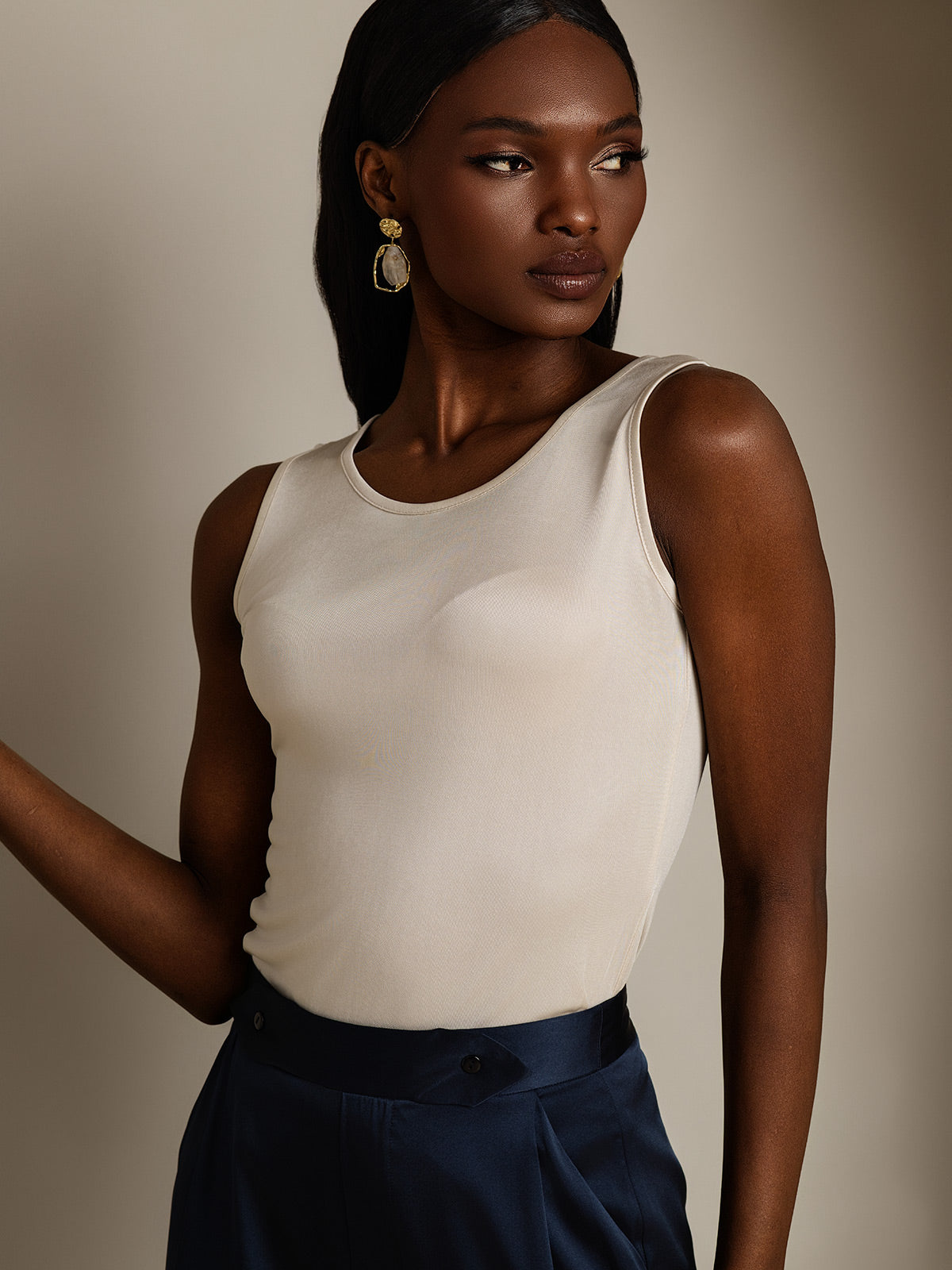 Pure Soie Lounge Col Rond Débardeur