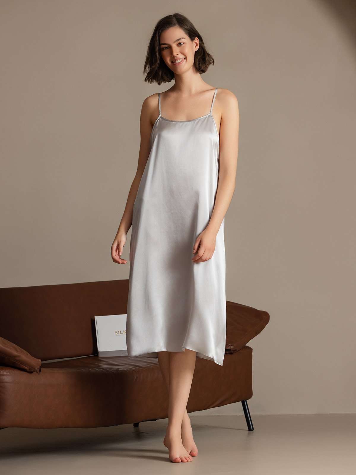 19Momme Soie Bretelles Spaghetti Décontractée Robe